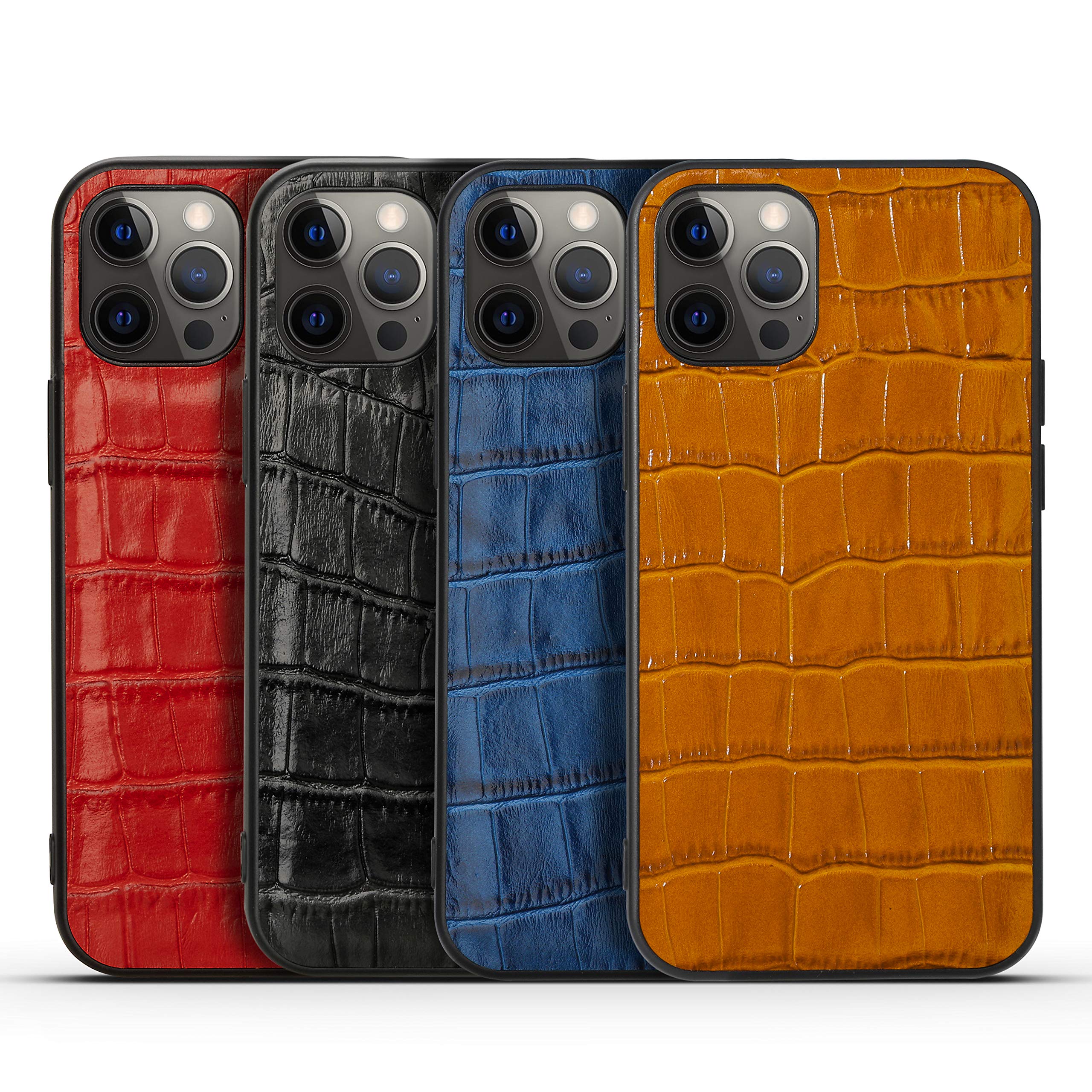 Genuine Leather Case for iPhone 12 Pro Max - Premium Crocodile Pattern Real Leather Full Coverage Protective Bumper Case (All-Inclusive) | Perfect for Business, Travel & Everyday Use