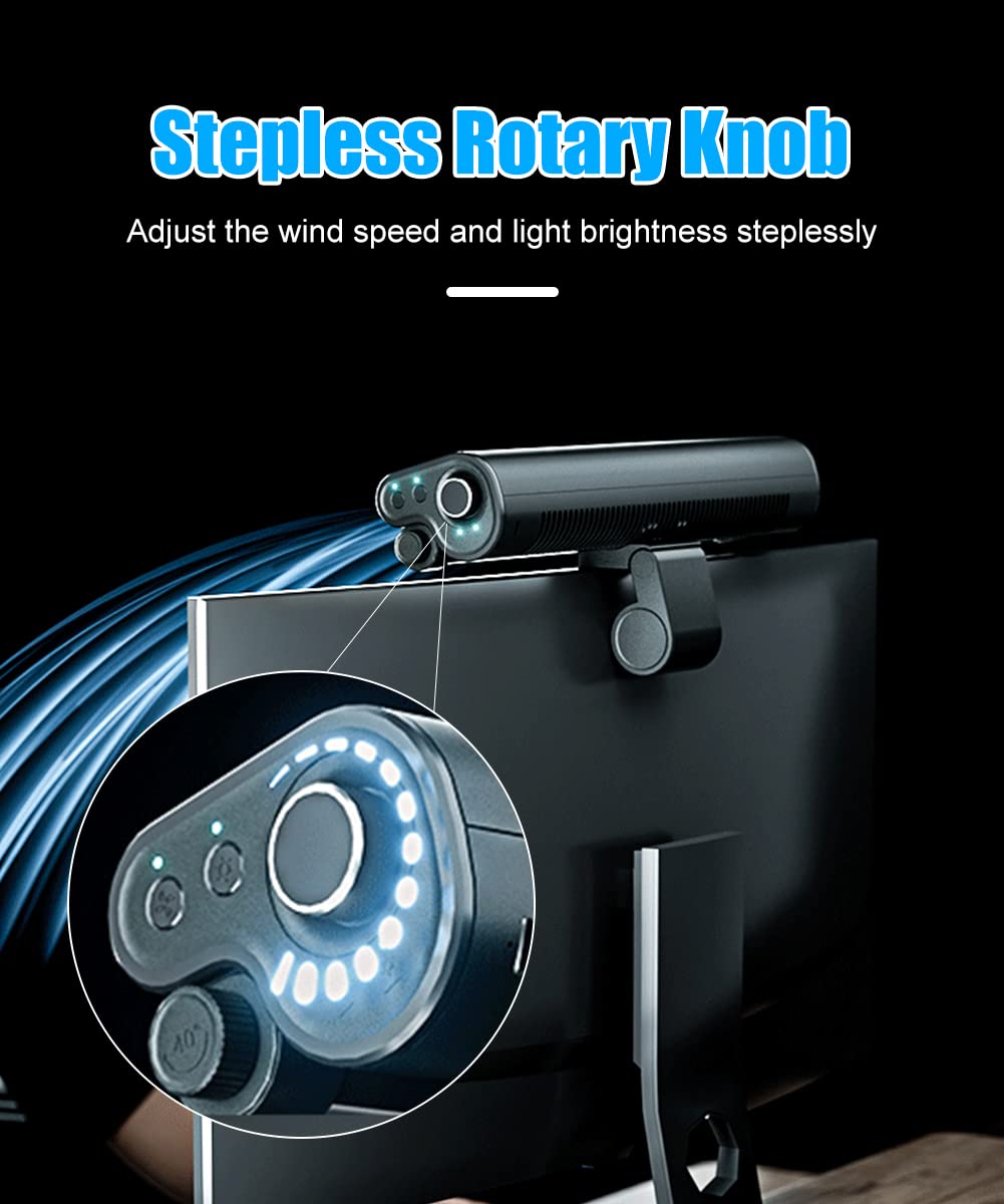 USB Cooling Fan with LED Light - Quiet Bladeless Monitor Fan for Office & Gaming