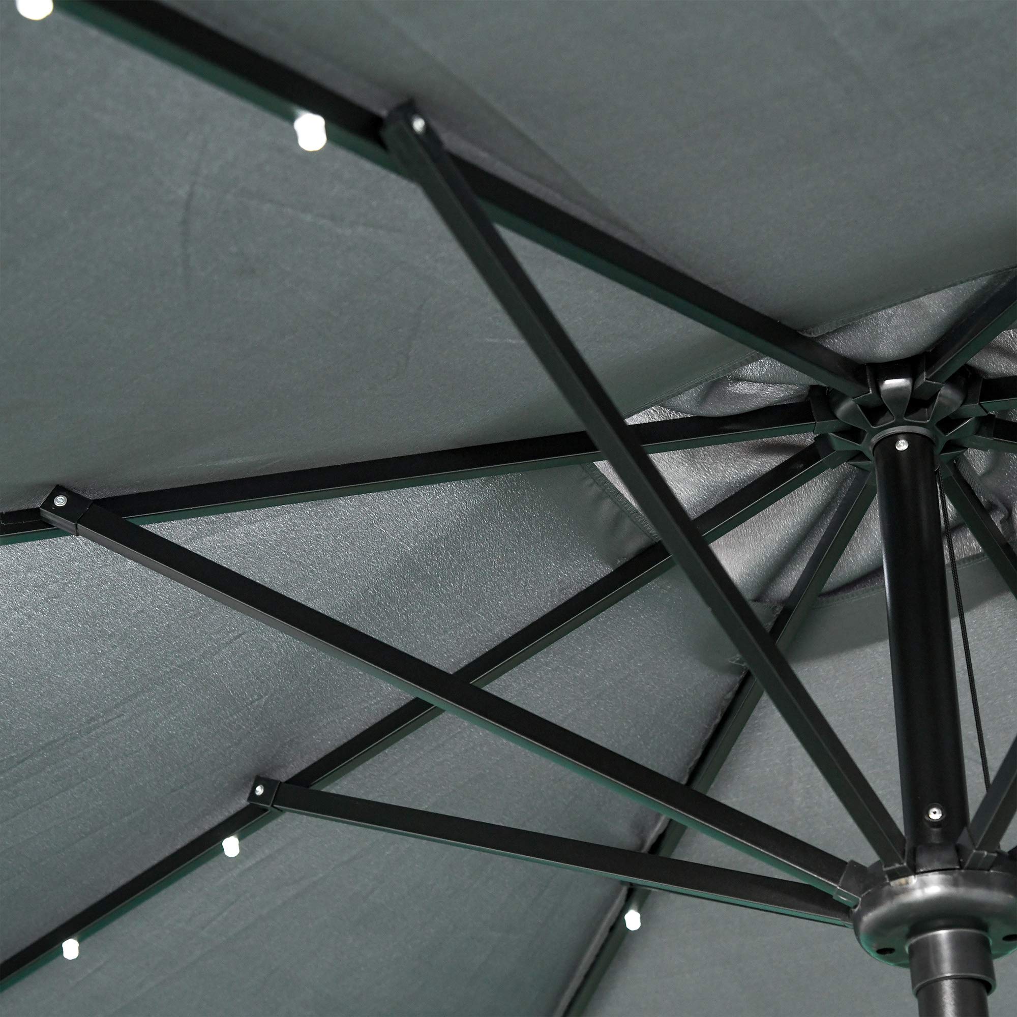 Outsunny 9' x 7' Solar LED Patio Umbrella with Tilt & Crank - Waterproof Outdoor Market Umbrella for Garden, Deck, Backyard, Pool, Beach - Perfect for Dining, Lounging, and Outdoor Entertaining