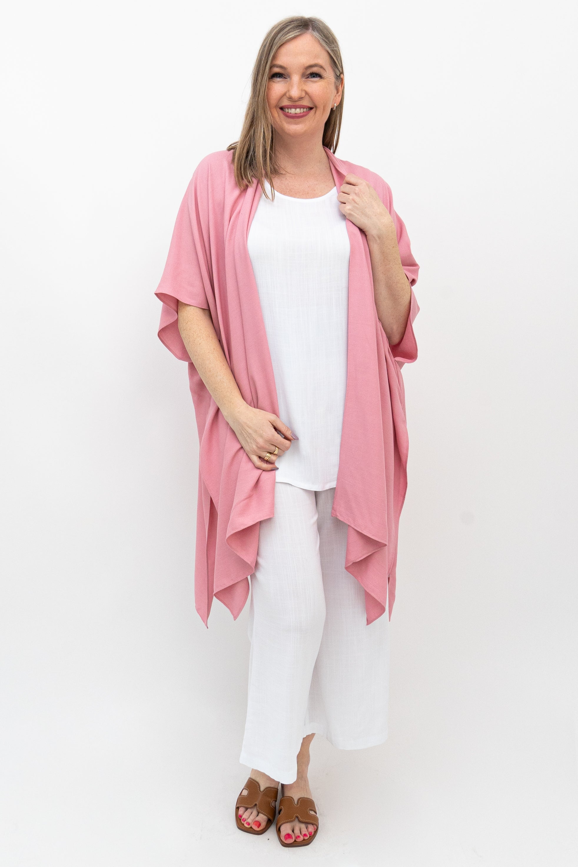 Darcy Women's Soft Fuchsia Blouse - One Size Flowy Top for Casual Wear & Office Outfits