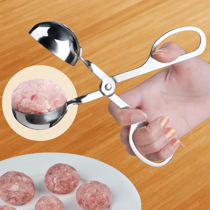 2PCS Stainless Steel Meatball Maker Scoop - Non-Stick, Detachable Anti-Slip Handles for Perfect Meatballs, Cake Pops & Cookie Dough - 1.38