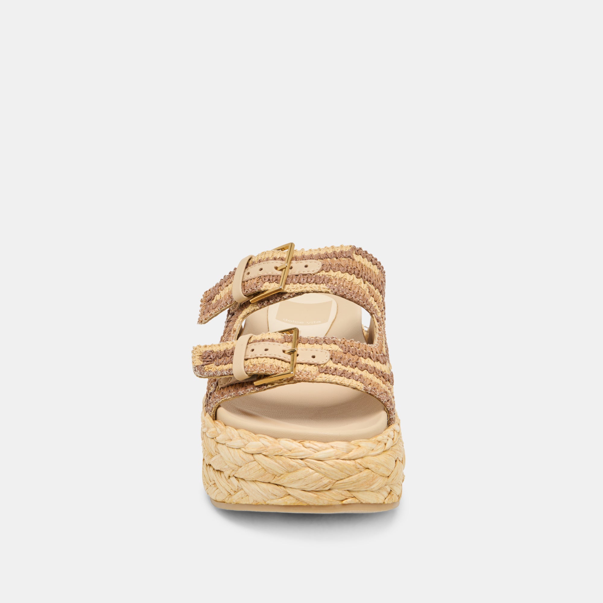 FALYN Women's Brown Natural Woven Raffia Sandals - Comfortable Summer Beach Slides for Vacation, Poolside & Casual Outings
