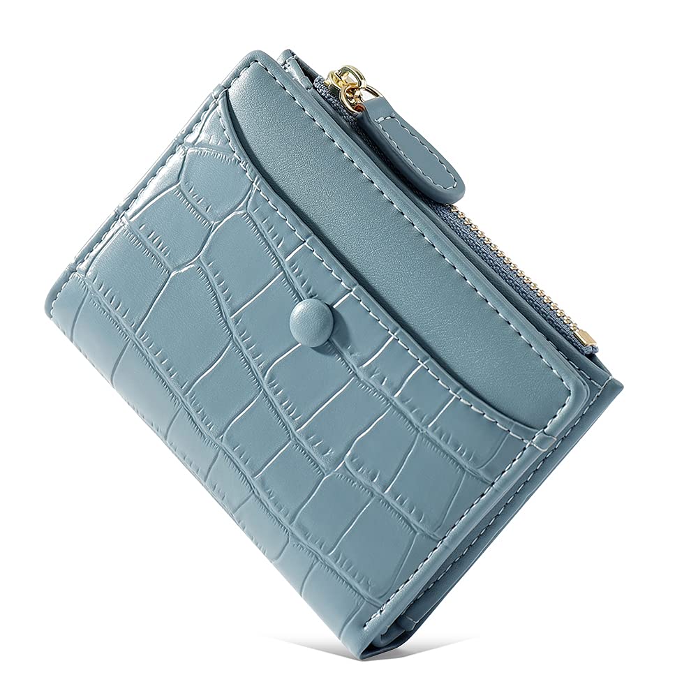 Stylish MEEGIRL Women's Small Purse - Fashion Stone Pattern Slim Wallet & Lightweight Card Holder Organizer (Blue) | Perfect for Everyday Use, Travel, and Gift Giving