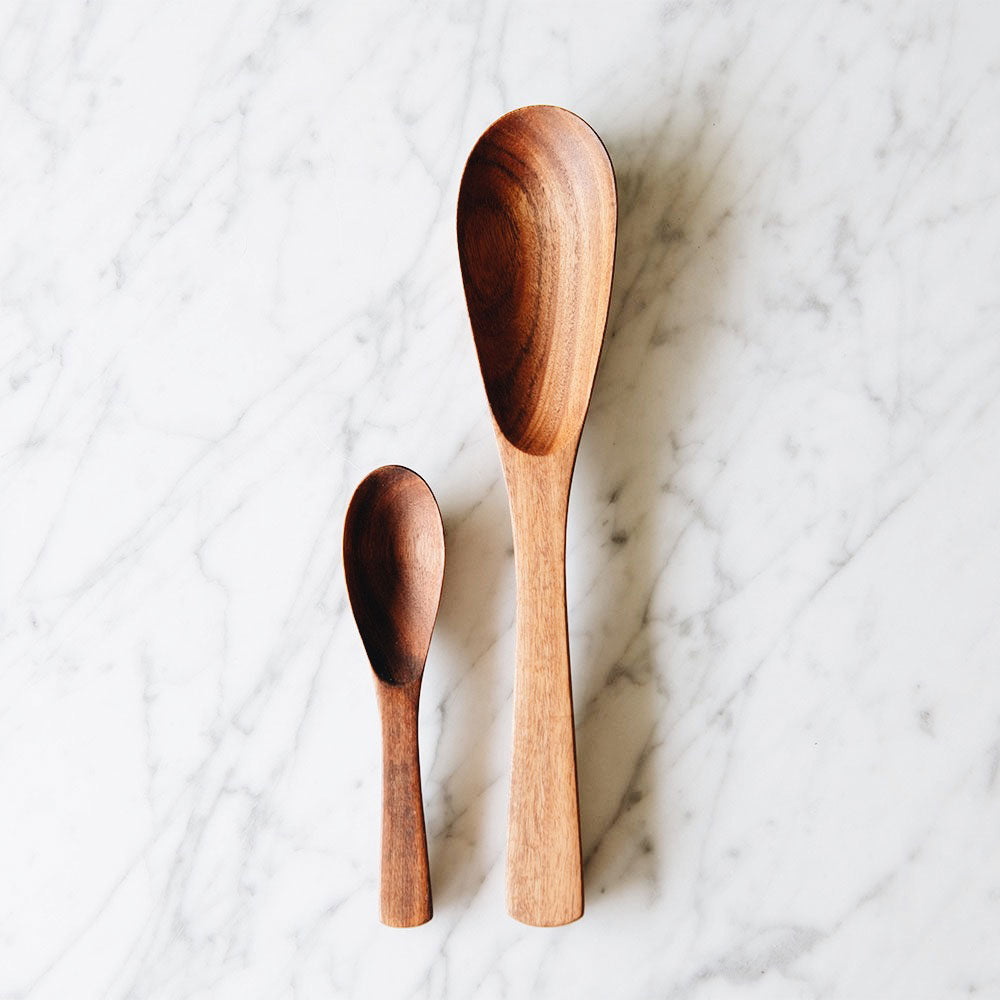 Premium Acacia Wooden Oval Spoon Set - 4-Piece Kitchen Utensils for Cooking, Serving & Mixing - Ideal for Salad, Soup, Desserts & Home Decor