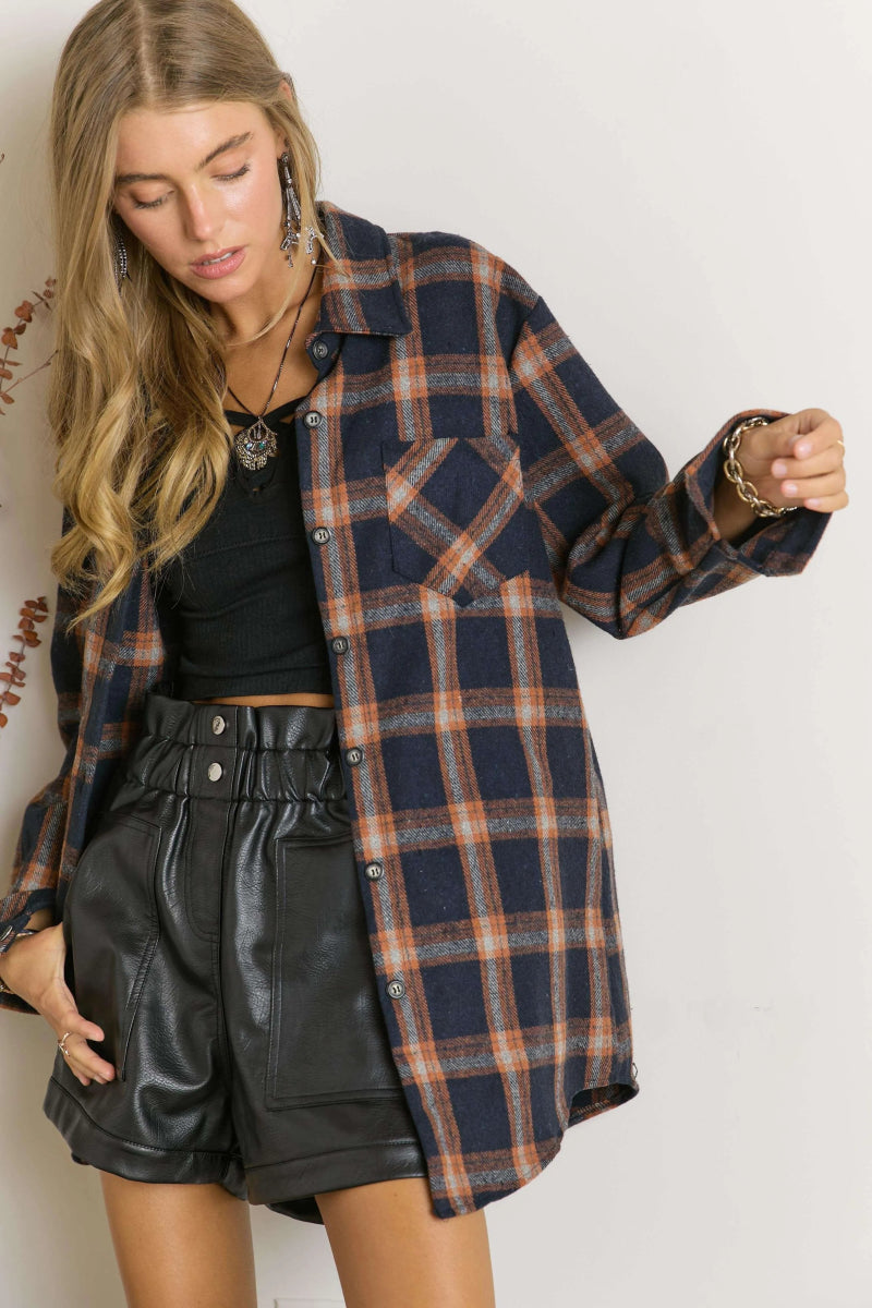 ADORA Full Size Button Down Flannel Shirt for Women - Plus Size Cozy Plaid Shirt - Perfect for Fall Layering, Casual Outfits & Outdoor Activities
