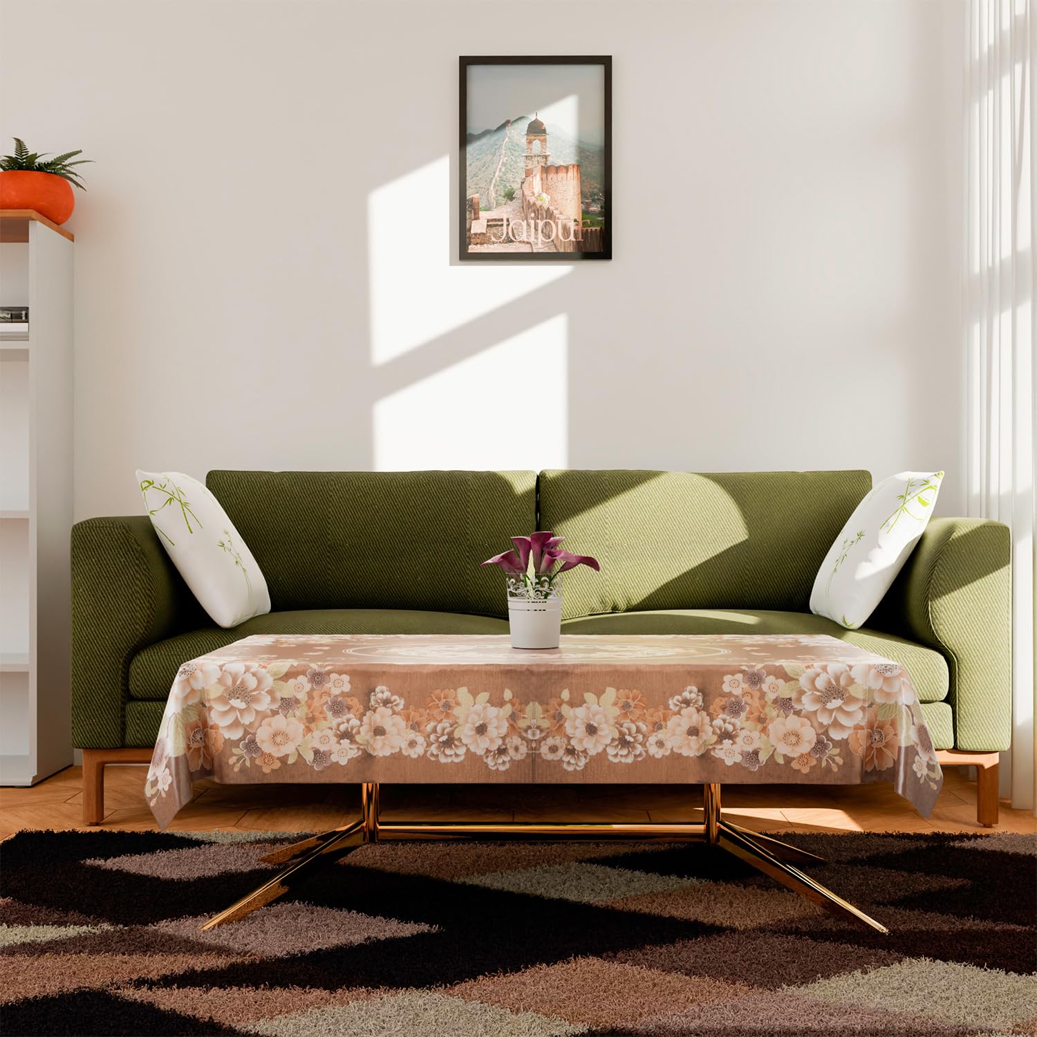Heart Home Center Table Cover - Alloy PVC Flower Design for Living Room, Dining Room & Coffee Table Decor | Waterproof & Durable Table Protector