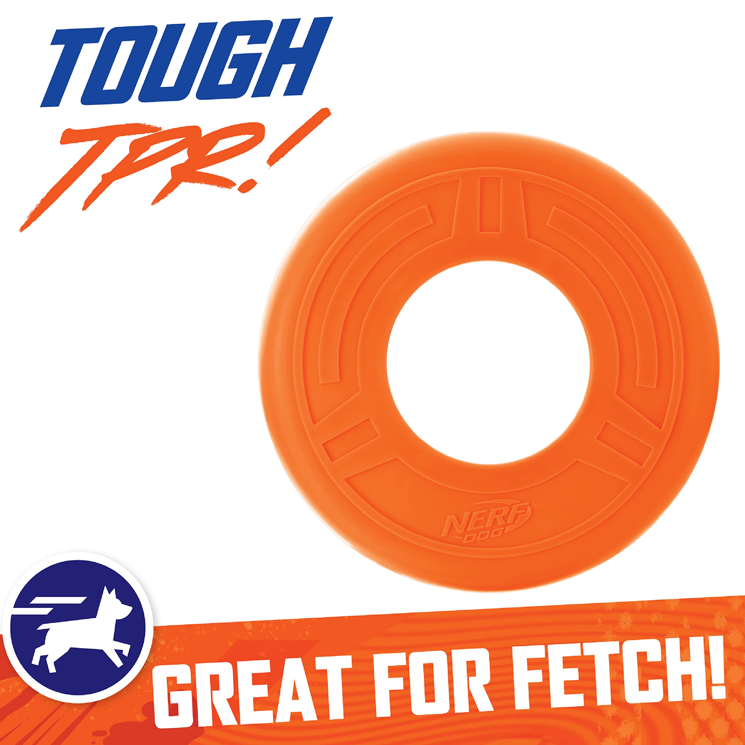 Nerf Dog Atomic Flyer - 10 Inch Durable Rubber Flying Disc Dog Toy for Medium & Large Breeds - Outdoor Fetch Toy for Active Dogs - Perfect for Beach, Park & Backyard Playtime