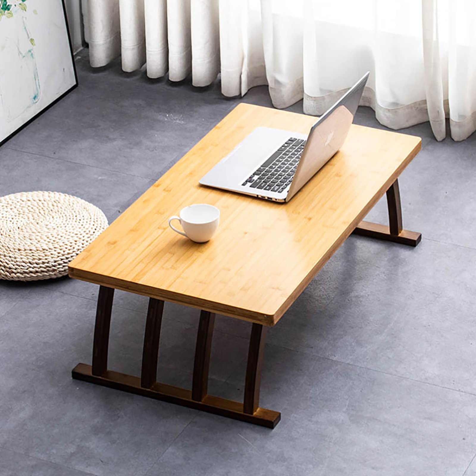 Japanese Style Low Bamboo Coffee Table - ZSH Tami Table for Living Room, Balcony, Small Dining, Floor or Study Desk - 70x45x30cm (H30cm) - Perfect for Zen Decor, Tea Ceremonies & Small Space Living