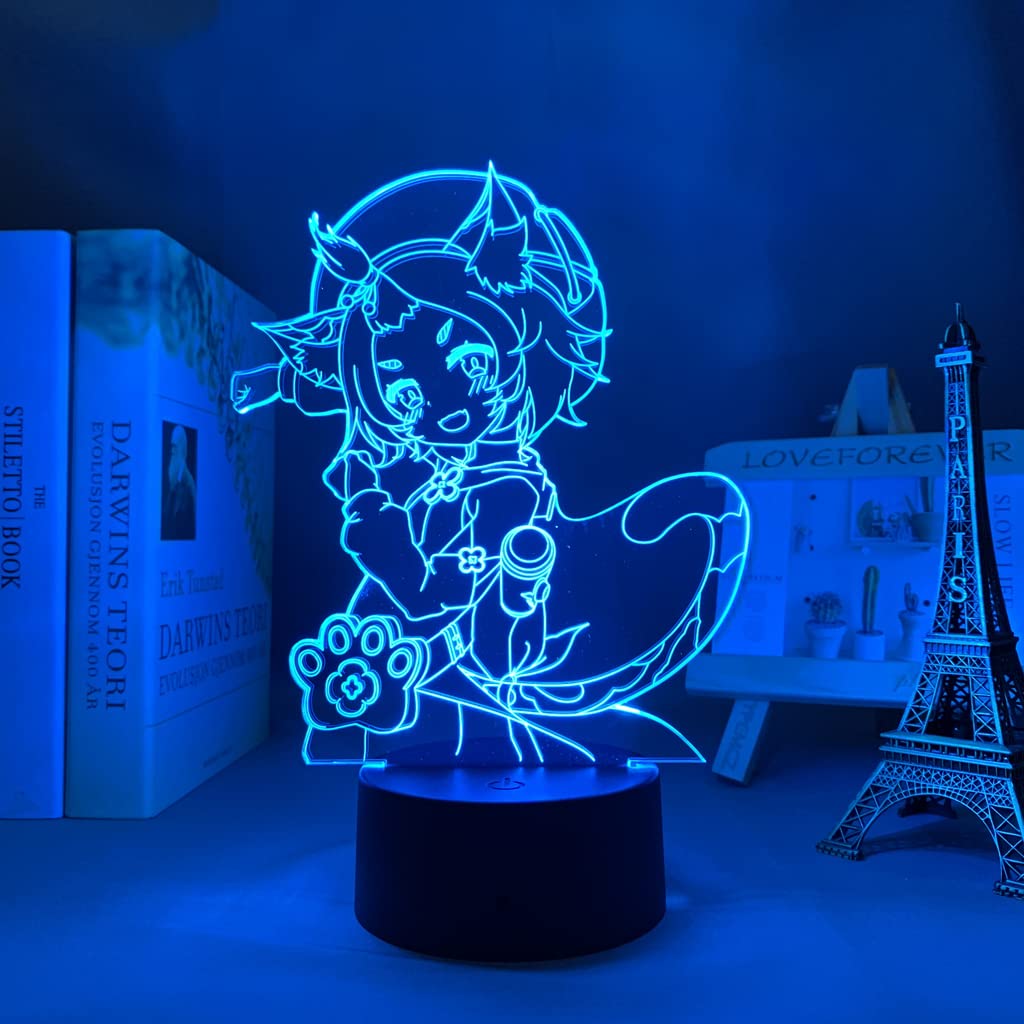 Genshin Impact Diona LED Night Light - Cute Anime Figure Lamp for Room Decor, Kids Birthday Gift, Gaming Desk Accessory - Perfect for Bedrooms, Gaming Rooms & Themed Parties
