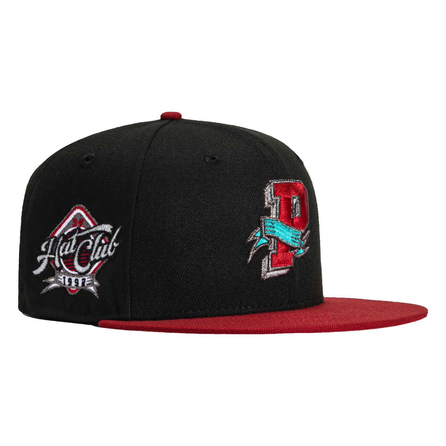 New Era 59Fifty MLB Baseball Cap with Pink Bottom Ribbon & 1992 Hat Club Patch - Black & Sedona Red - Stylish Snapback Hat for Sports Fans, Streetwear Fashion & Casual Outfits