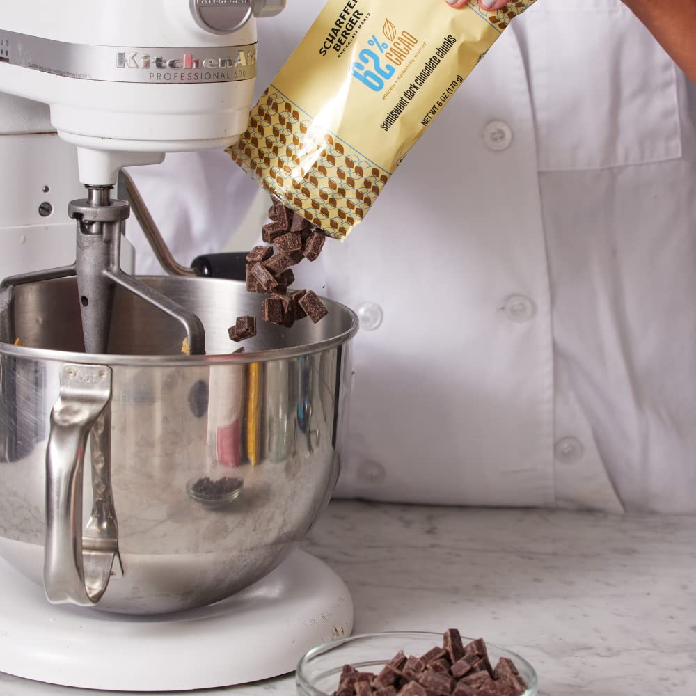 Scharffen Berger Semisweet Baking Chocolate Chunks, 6 Ounce (Pack of 5) - Perfect for Cookies, Brownies & Desserts