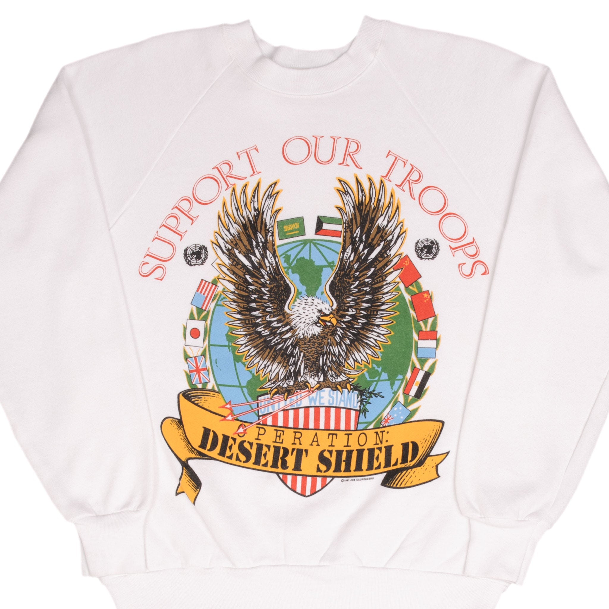 Vintage US Army Operation Desert Shield Sweatshirt 1991 - Large Size, Made in USA | Military Collectible, Retro Fashion, Patriotic Apparel for Veterans & History Enthusiasts