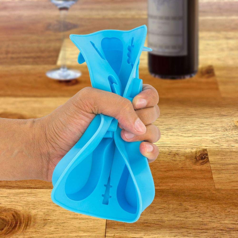 Fairly Odd Novelties Guitar-Shaped Ice Cube Tray with Stirrers - 2 Pack Blue Silicone Mold for Cocktails & Drinks - Perfect Music Lover Gift for Parties & Home Bars