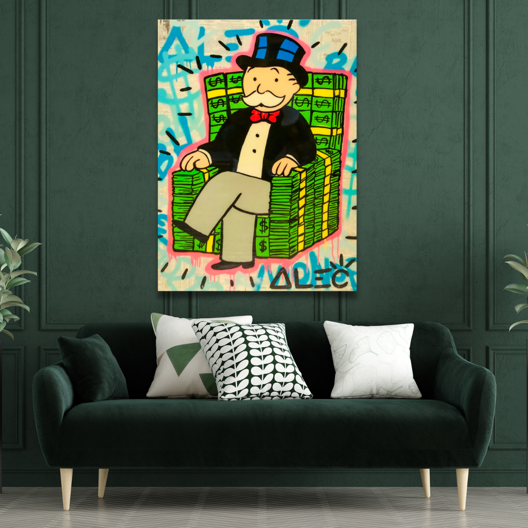 Alec Monopoly Money Millionaire Original Art Print - Wall Decor for Home, Office & Gifts | Pop Culture Artwork for Fans & Collectors