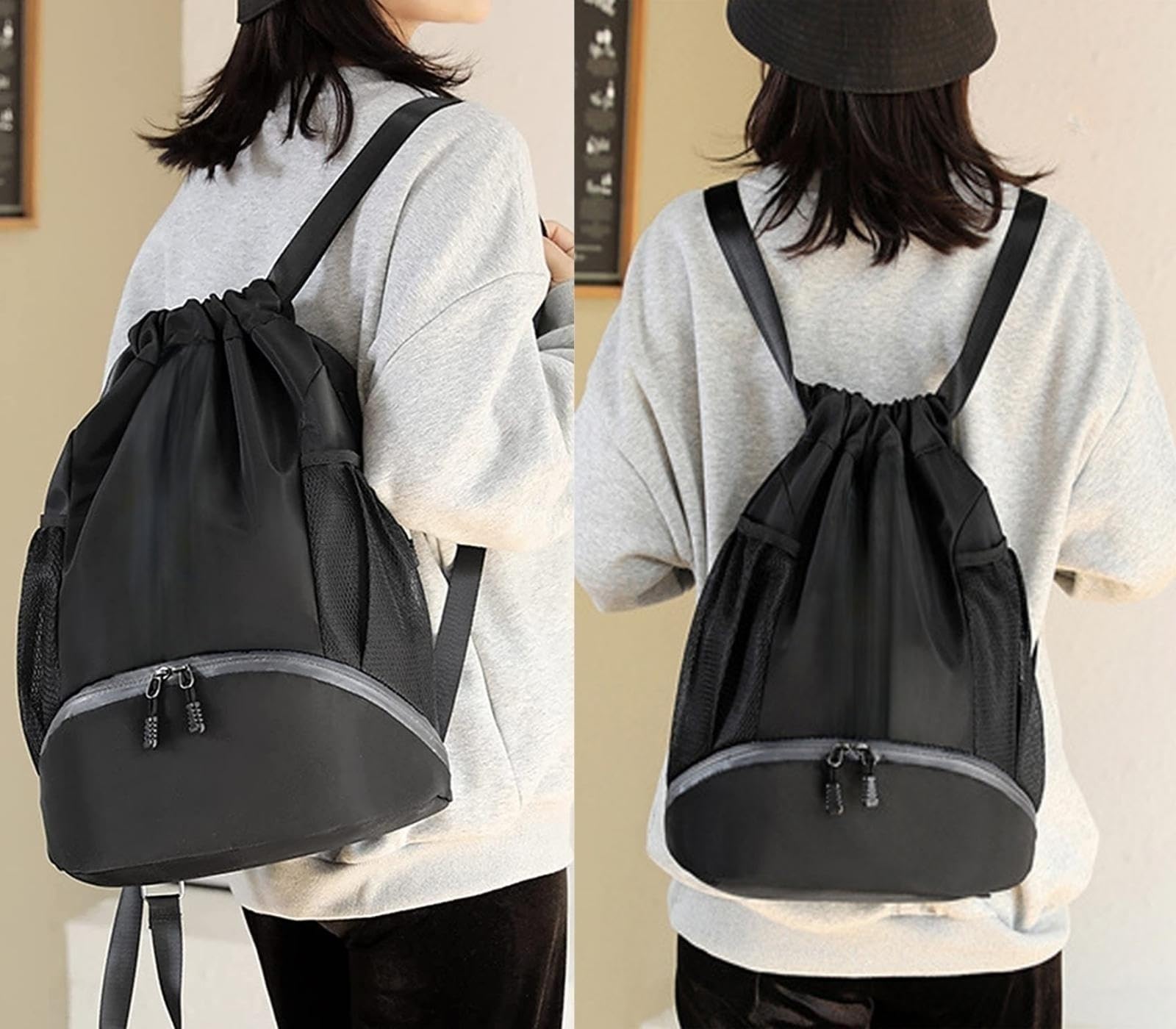 Best Soccer Backpack for Men & Women - Durable Gym, Basketball, Volleyball & Football Drawstring Bag with Ball Compartment (Black) - Perfect for Sports Practice, Travel & School
