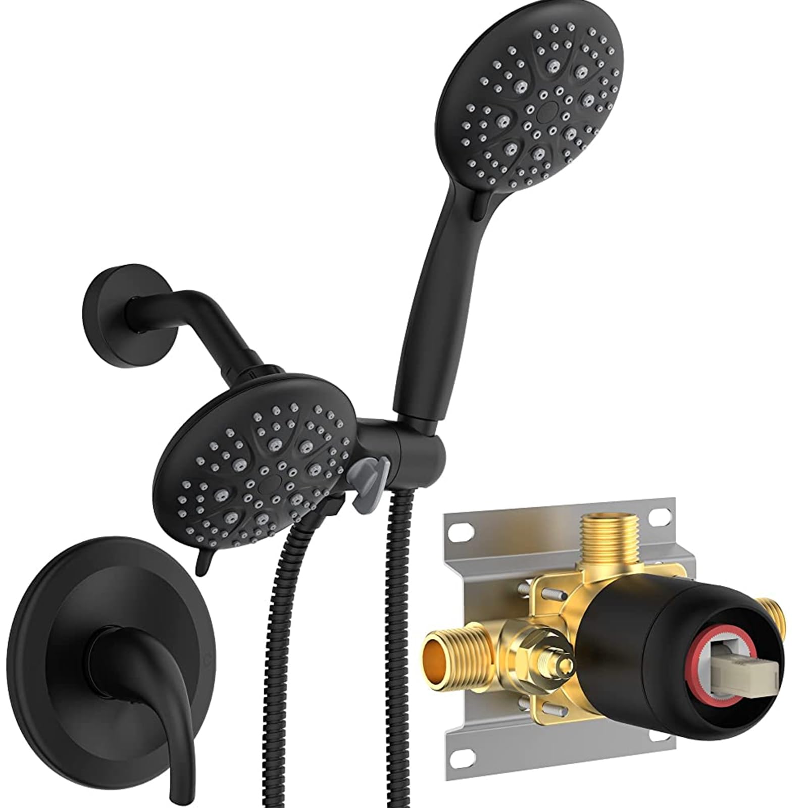 SR SUN RISE 6-Spray 3-Way Shower Faucet Combo with Handheld Shower Head and Matte Black Trim Kit (Valve Included) - Perfect for Bathroom Renovation and Modern Home Upgrade