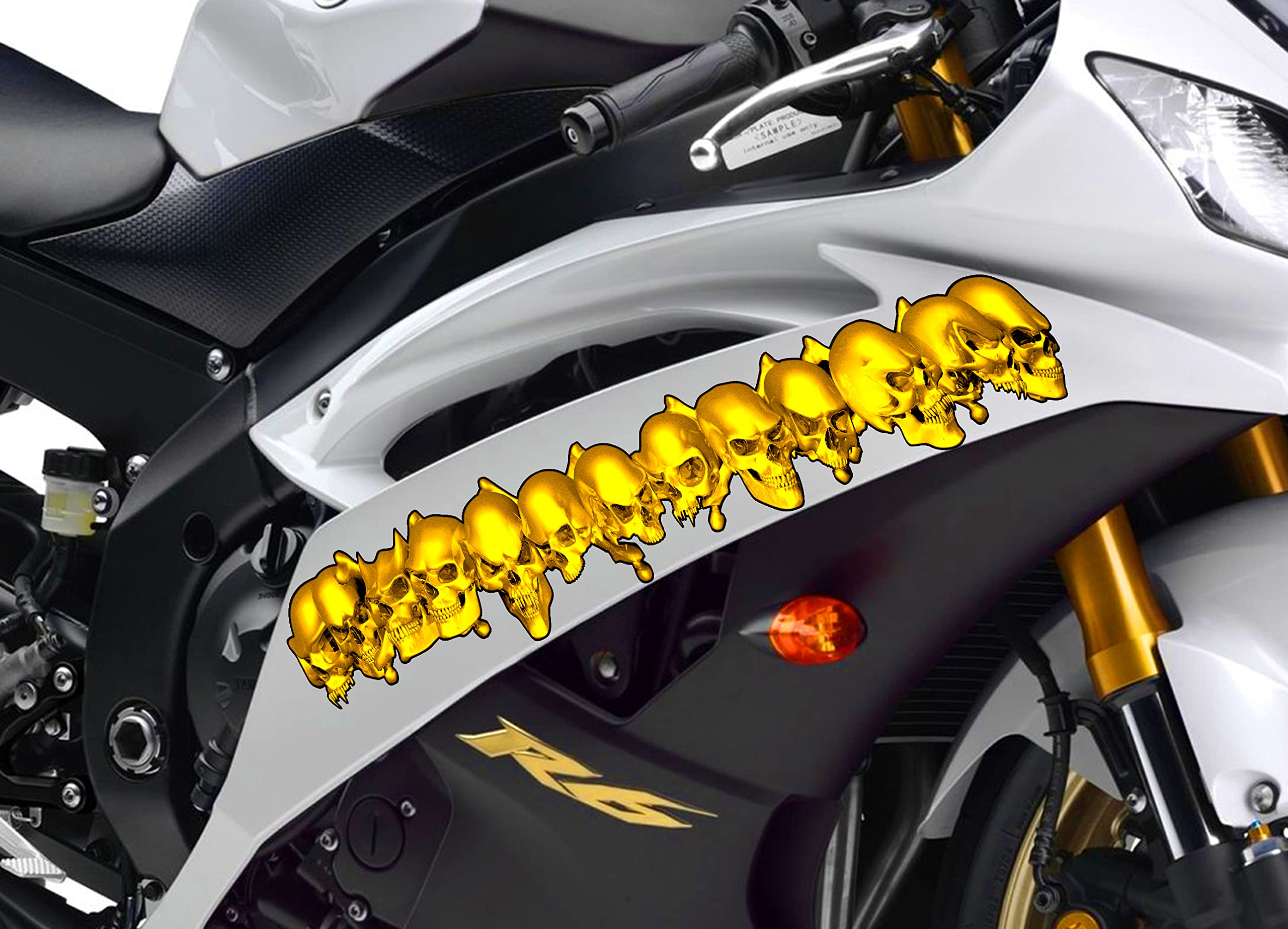 Tribal Skulls Flame Bike Stickers - Dirt Bike Wrap & Motorcycle Decals - 3D Skull Racing Stickers for Bikes & Vehicles (10x30) - Perfect for Customizing Motorcycles, ATVs, and Car Windows