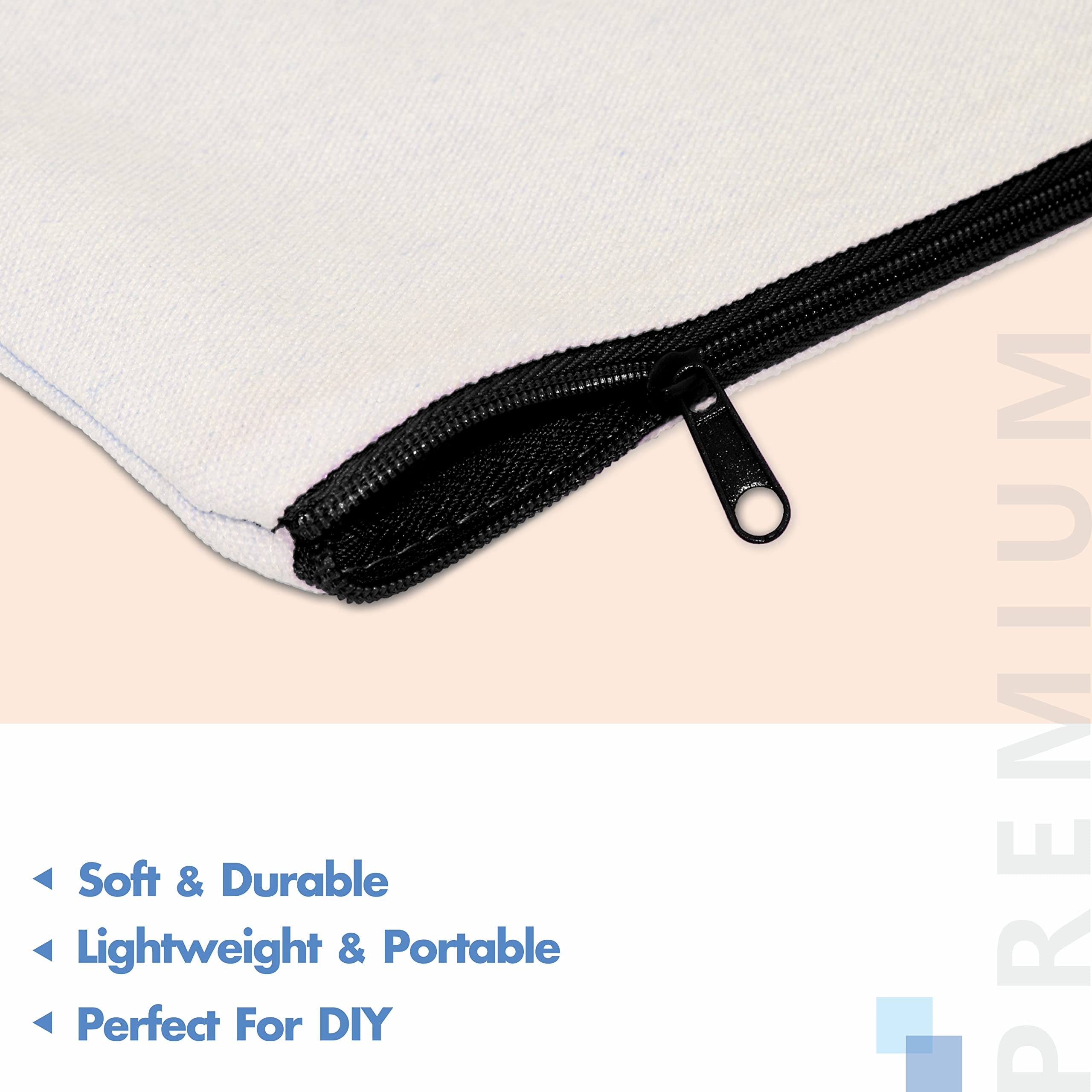 8 Pack Blank Canvas Pencil Pouch - DIY Craft Zipper Bags for Makeup, Toiletries & Stationery - Multifunctional Organizer (Beige, 8.3” x 4.7”) - Perfect for School, Travel & Home Storage