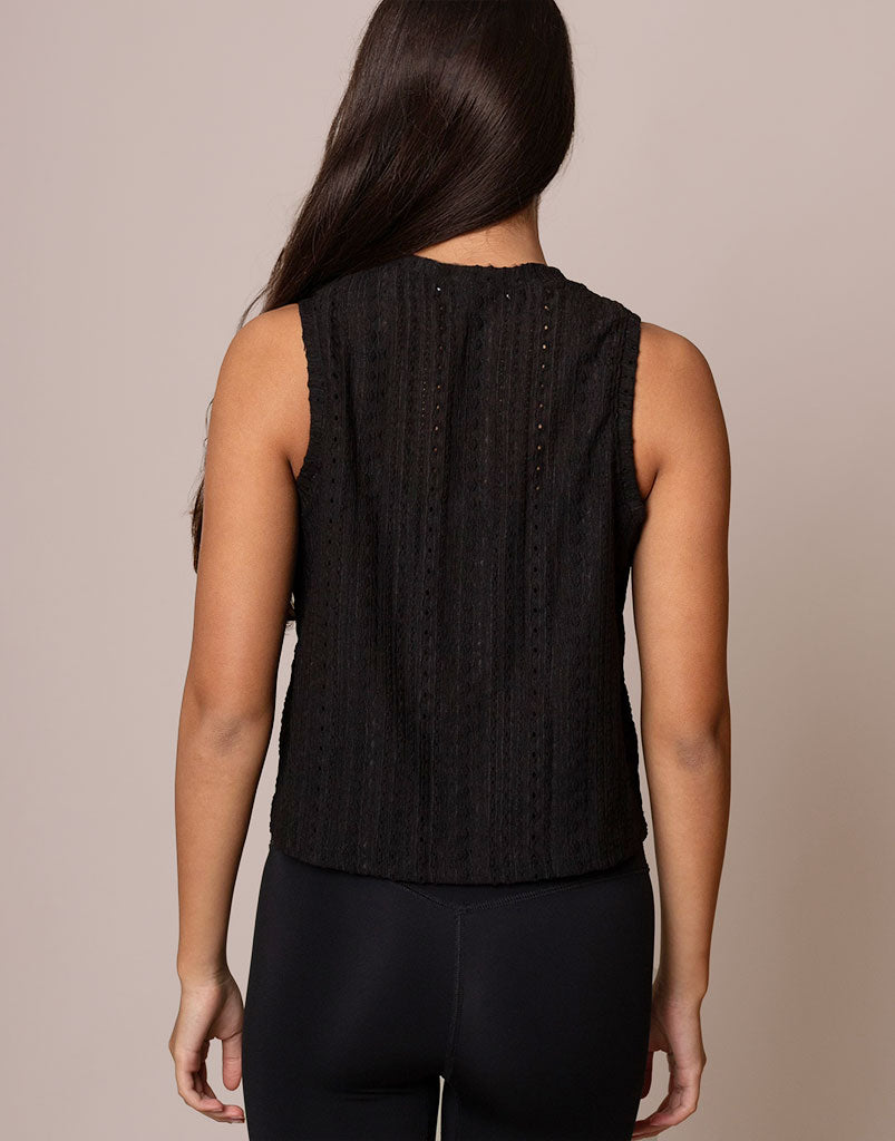 Valentina Eyelet Motion Tank Top - Women's Flowy Lace-Up Cami for Summer, Beach & Casual Wear | Breathable & Stylish