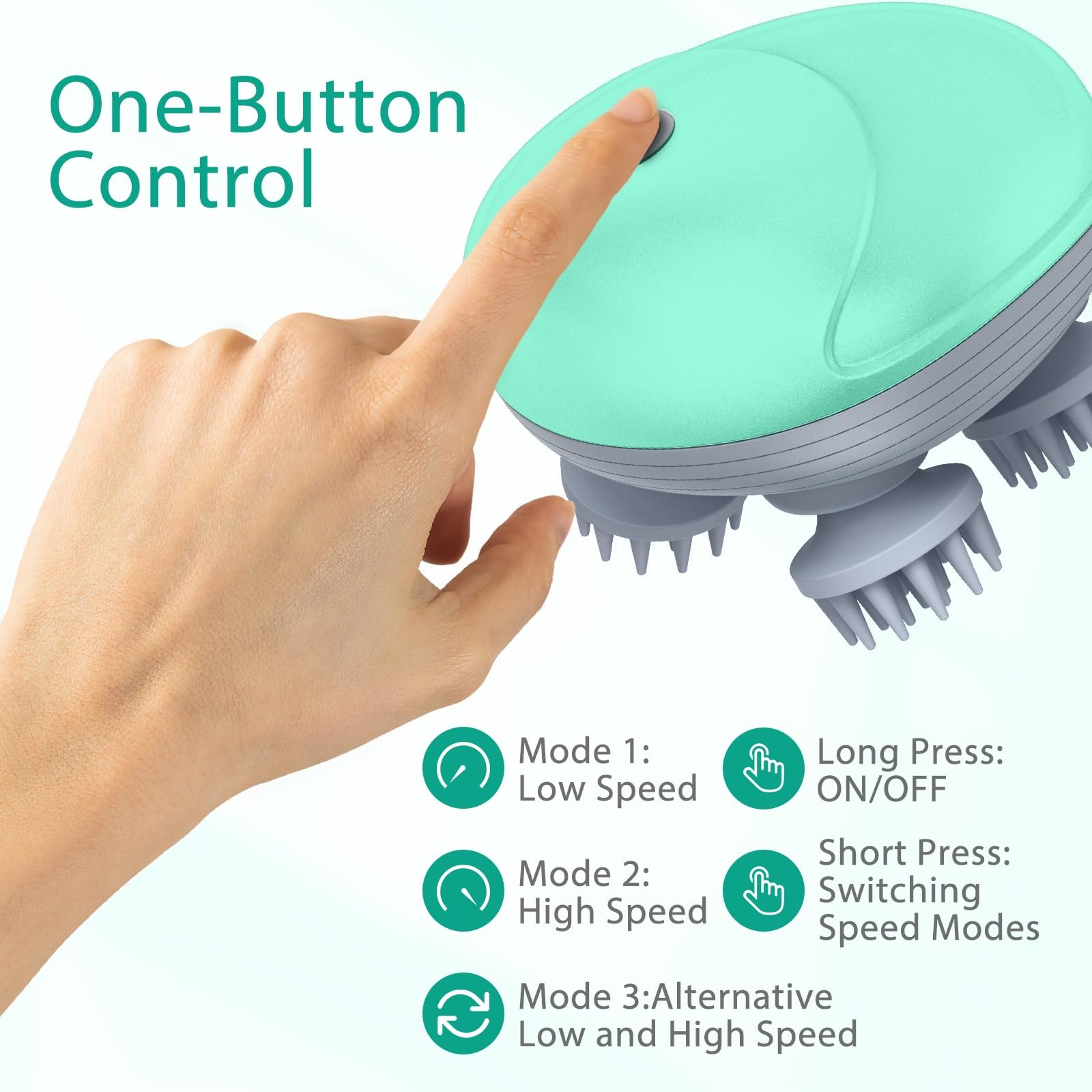 ORIA Electric Pet Massager for Dogs & Cats - Waterproof Handheld Massage Brush with 3 Speed Modes, 4 Detachable Heads & 96 Massage Nodes - Relieve Stress & Promote Relaxation - Perfect for Grooming, Bath Time & Bonding with Your Pet