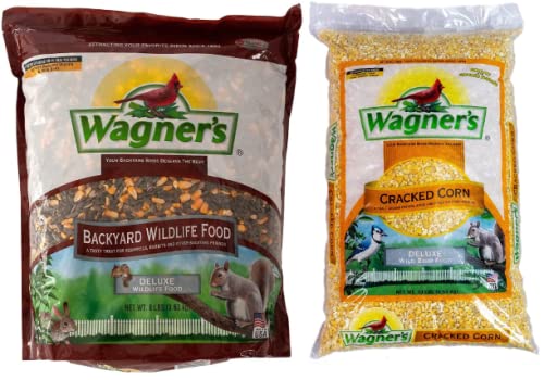 Wagner's 62046 Backyard Wildlife Bird Food - 8lb Bag & 18542 Cracked Corn Wild Bird Feed - 10lb Bag | Premium Nutrition for Wild Birds, Squirrels, and Backyard Wildlife | Perfect for Bird Feeders, Wildlife Attraction, and Nature Observation