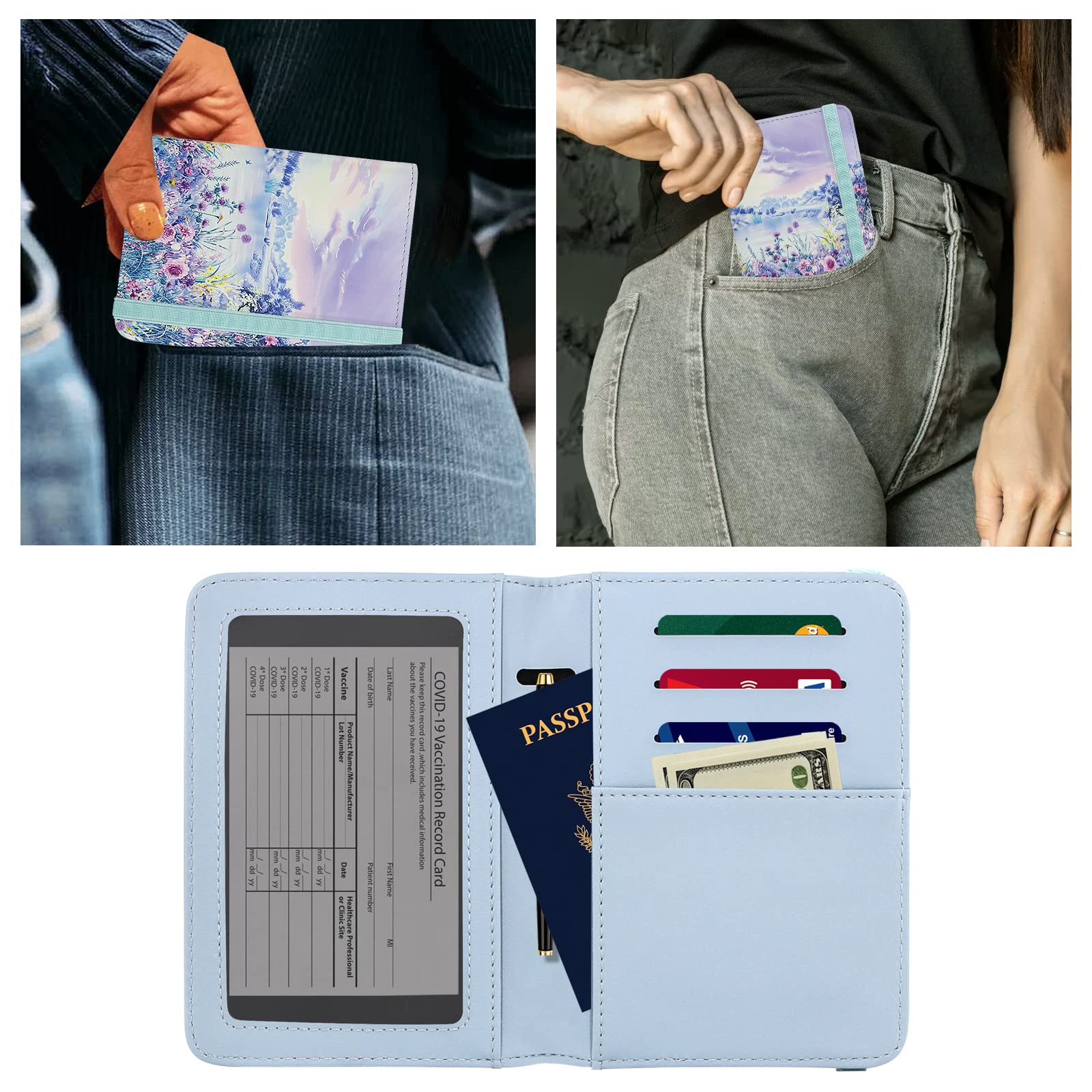 ZOPPEN RFID Blocking Passport Holder Wallet for Women & Men - Travel Document Organizer with Lavender Cover | Perfect for Airports, Vacations & Business Trips