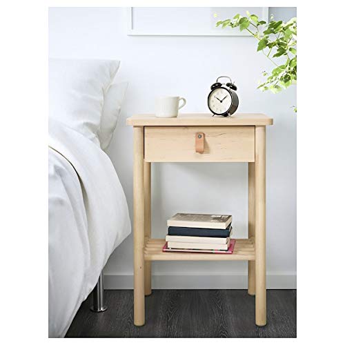 BJÖRKSNÄS Birch Bedside Table - 48x38 cm Durable & Easy Care Nightstand | Eco-Friendly Scandinavian Furniture for Bedroom, Living Room & Office