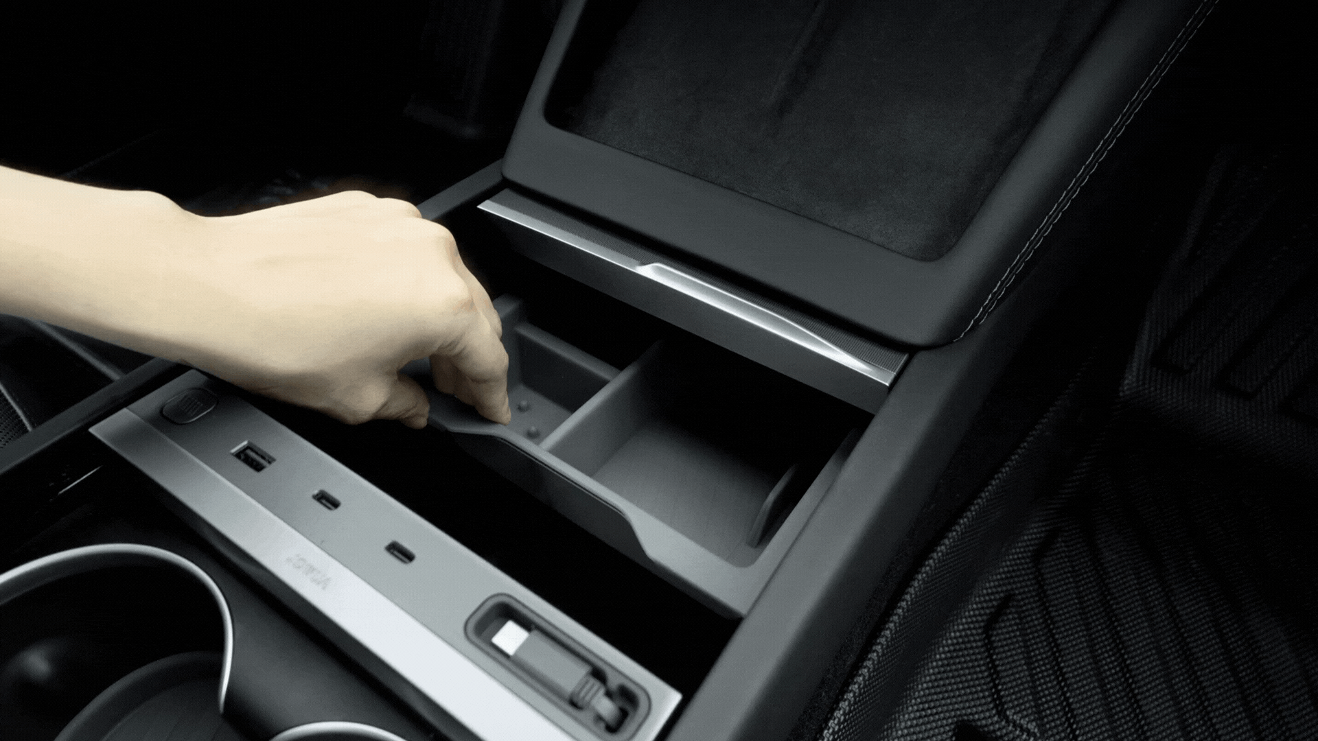 Tesla Model Y Juniper 2025+ Center Console Organizer - Premium Car Accessories for Storage & Organization - Perfect for Road Trips & Daily Commute