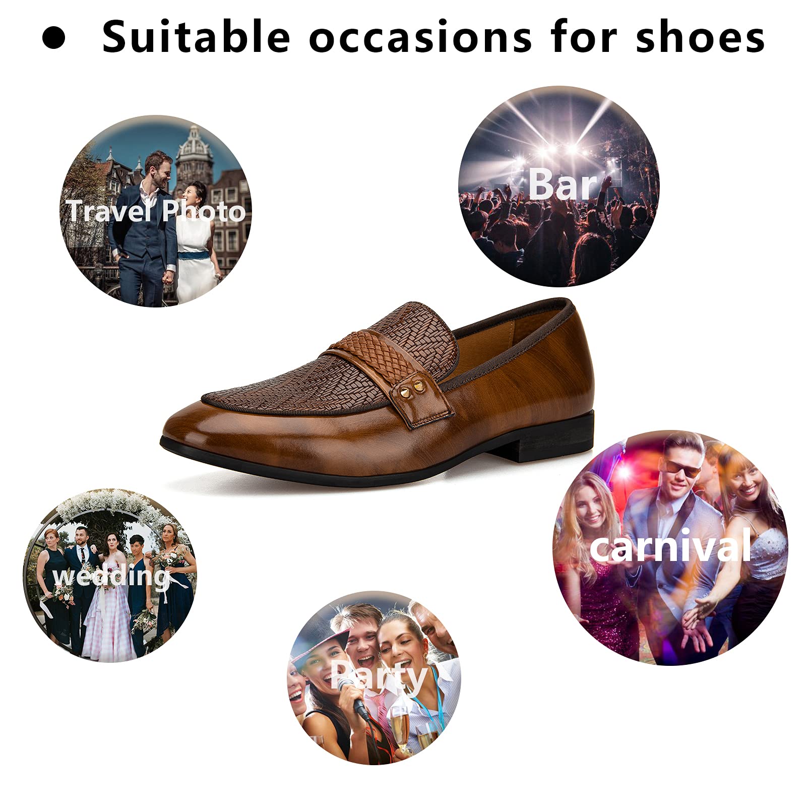 Meijiana Men's Loafers - Premium Leather Dress Shoes for Wedding, Party & Formal Occasions | Comfortable Slip-On Business Shoes for Work & Office Wear