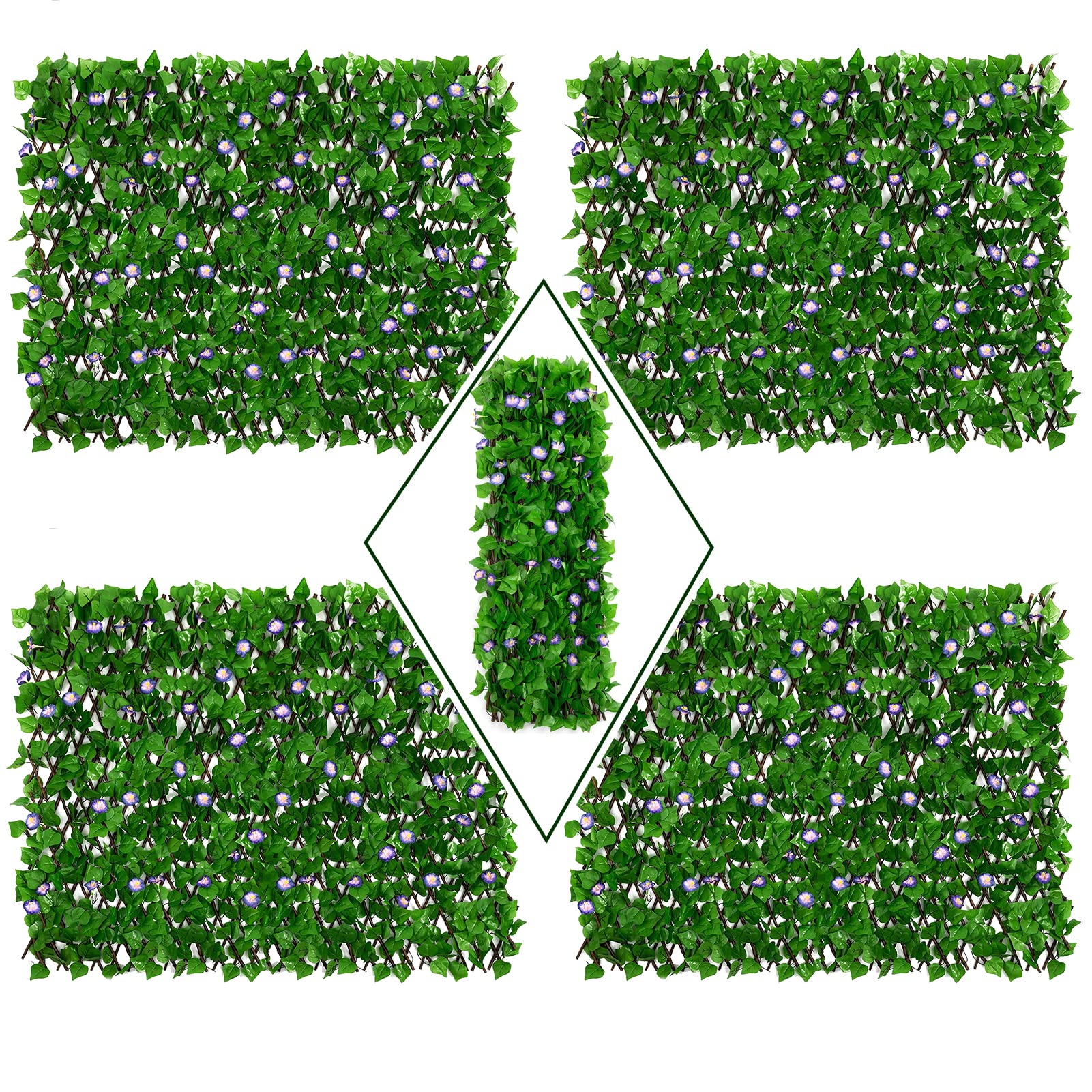 DOEWORKS 4PCS Expandable Faux Ivy Privacy Fence Screen - Outdoor Balcony, Patio, Garden Backyard Decor - Natural Looking Greenery Backdrop for Home, Wedding & Events