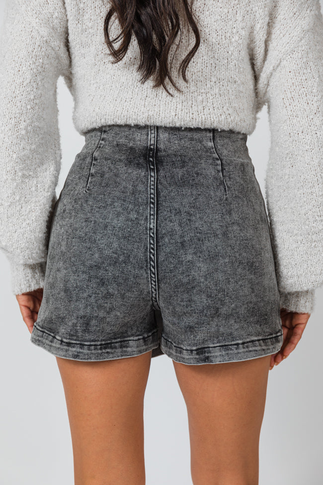 Trendy Black Acid Wash Denim Skort for Women | High Waist Stretch Denim Skirt Shorts Hybrid | Perfect for Casual Outings, Summer Fashion & Street Style