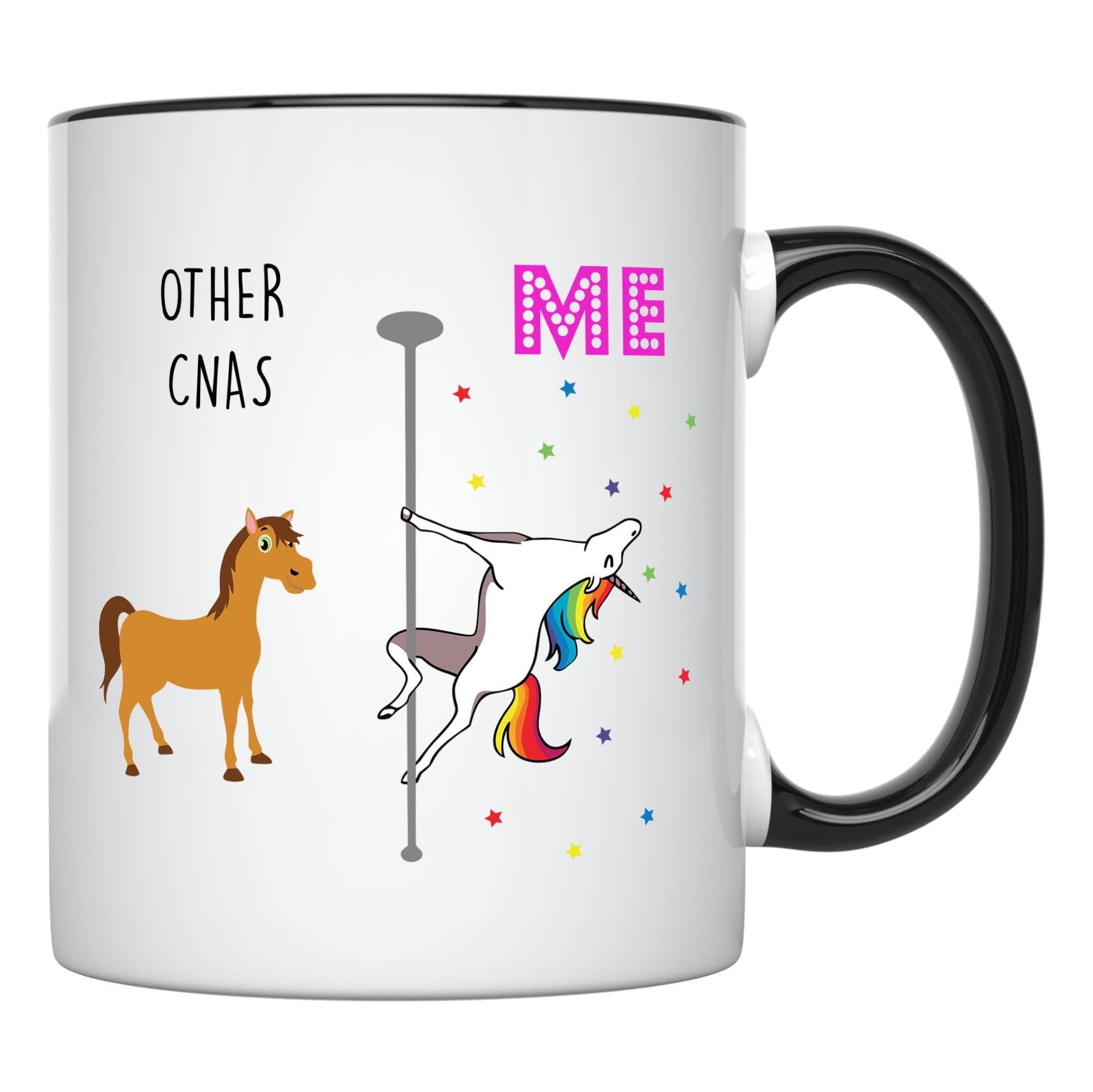 YouNique Designs 11oz White Unicorn CNA Mug - Certified Nursing Assistant Gift for Women, Perfect for CNA Week & Daily Coffee Breaks (Black Handle)