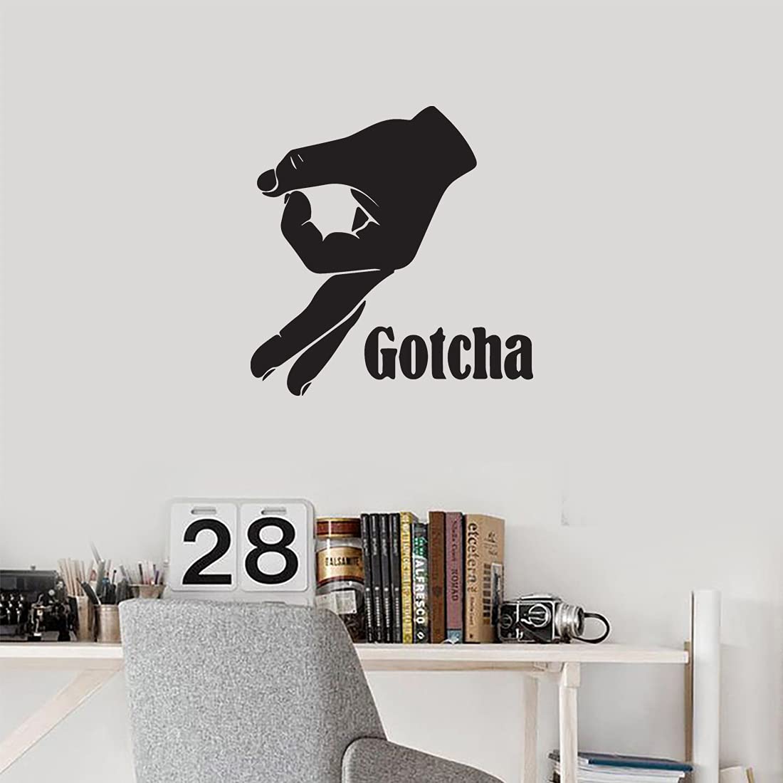 Symbol Gotcha Hand (Black) - Set of 2 Premium Waterproof Vinyl Decal Stickers for Laptop, Phone, Helmet, Car Window, Bumper, Mug, Cup, Door & Wall Decor - Perfect for DIY Projects, Personalizing Gadgets, and Home/Office Decoration