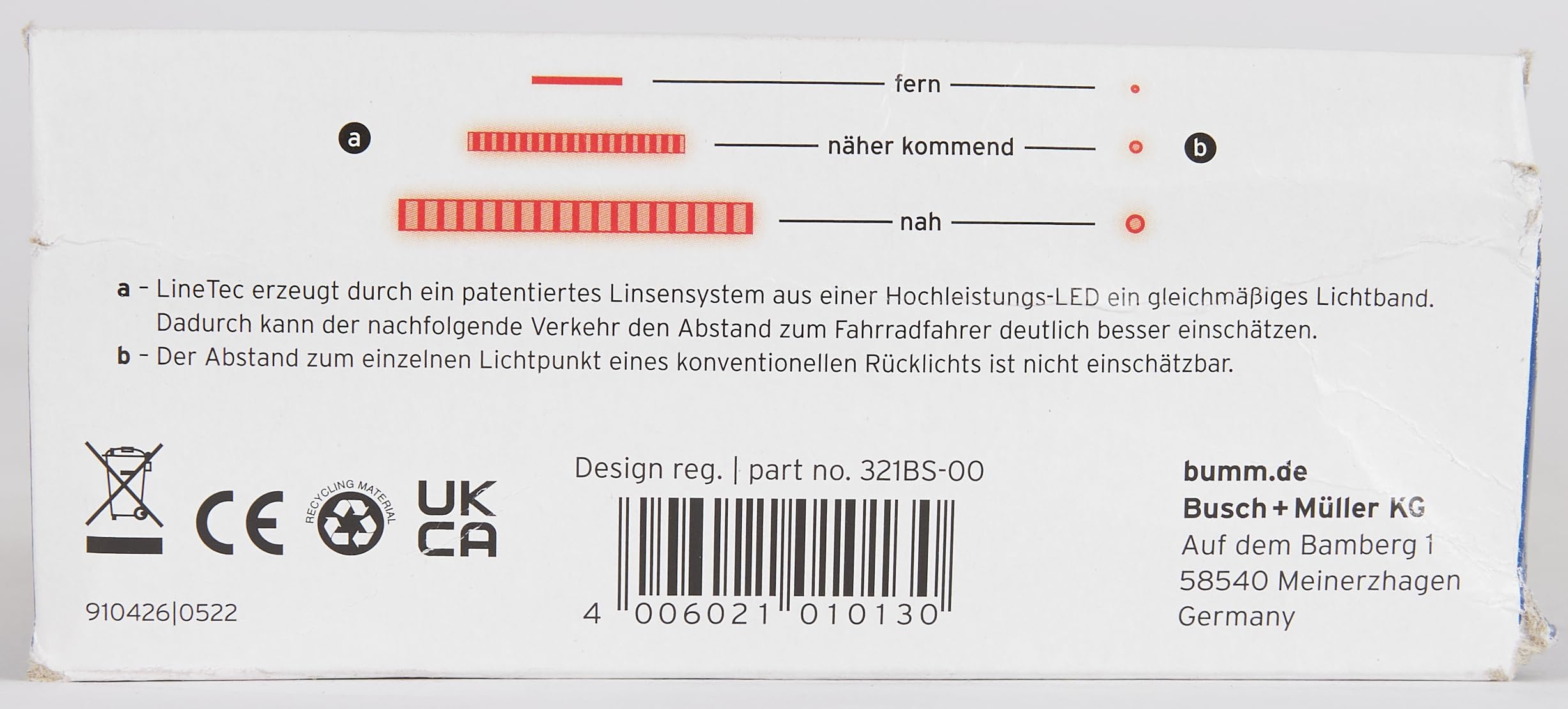 Busch & Müller Battery LED Tail Light - High Visibility, Permanent Light for Bicycles & E-Bikes - Perfect for Night Riding & Commuting