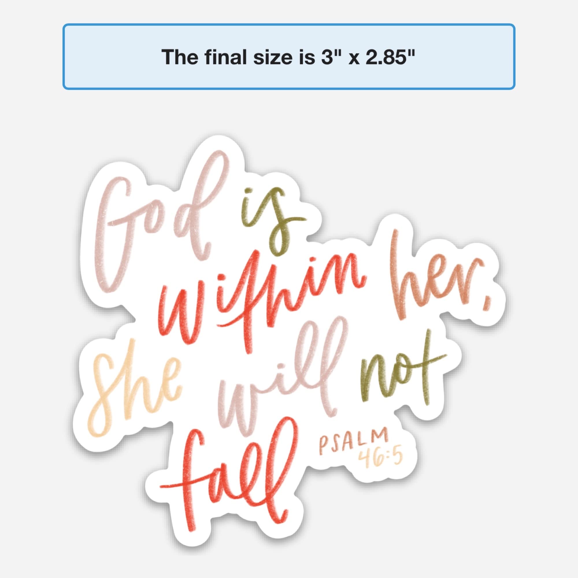 Bible Stickers - Religious Decals with Bible Verse Quotes for Christian Faith | God is Within Her - Psalm 46:5 | Perfect for Journals, Bibles, Laptops & Home Decor