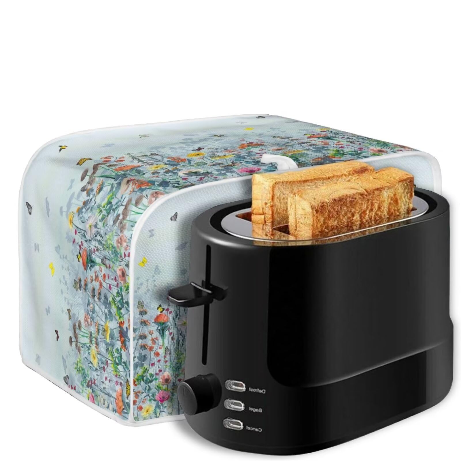 ZDCUSTOM Flower Butterfly 4-Slice Toaster Cover - Stain Resistant Dustproof Oven & Bread Machine Protector - Kitchen Decor for Coffee Maker & Small Appliances - Perfect for Home, Office & Dorm Use