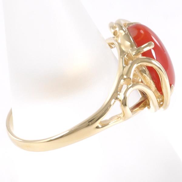 14K Yellow Gold Coral Ring - Size 9 | Elegant Handmade Jewelry for Women, Perfect for Weddings, Anniversaries & Special Occasions