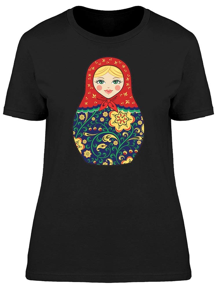 Smartprints Candy Red Matryoshka T-Shirt for Women - Russian Nesting Doll Design Casual Tee - Perfect for Everyday Wear, Travel & Themed Parties