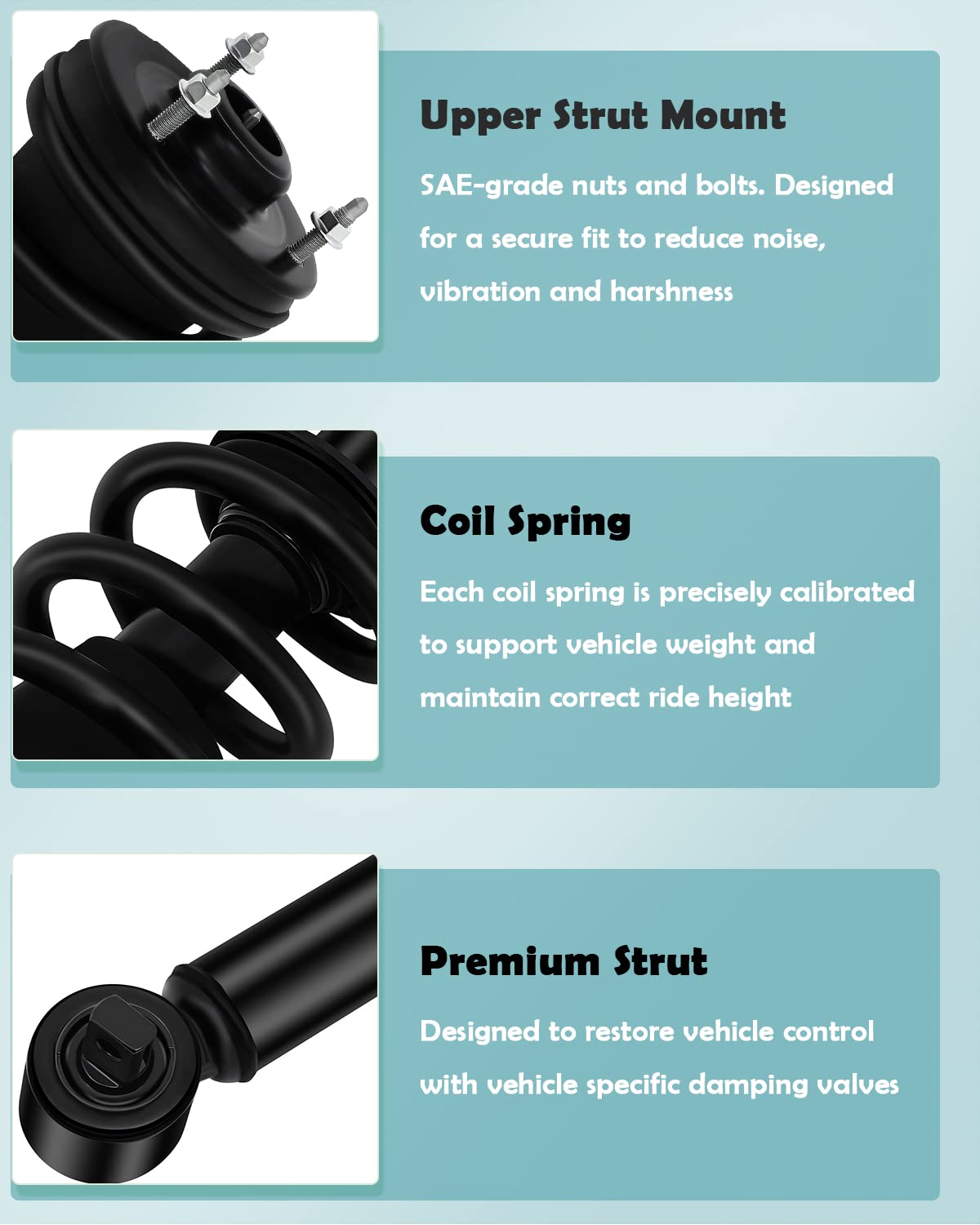 SCITOO 2PCS Complete Strut and Shock Assembly - Compatible with Cadillac Escalade, Chevrolet Avalanche, GMC Sierra 1500 (139104) | Heavy-Duty Shock Absorbers for Smooth Ride & Off-Road Performance