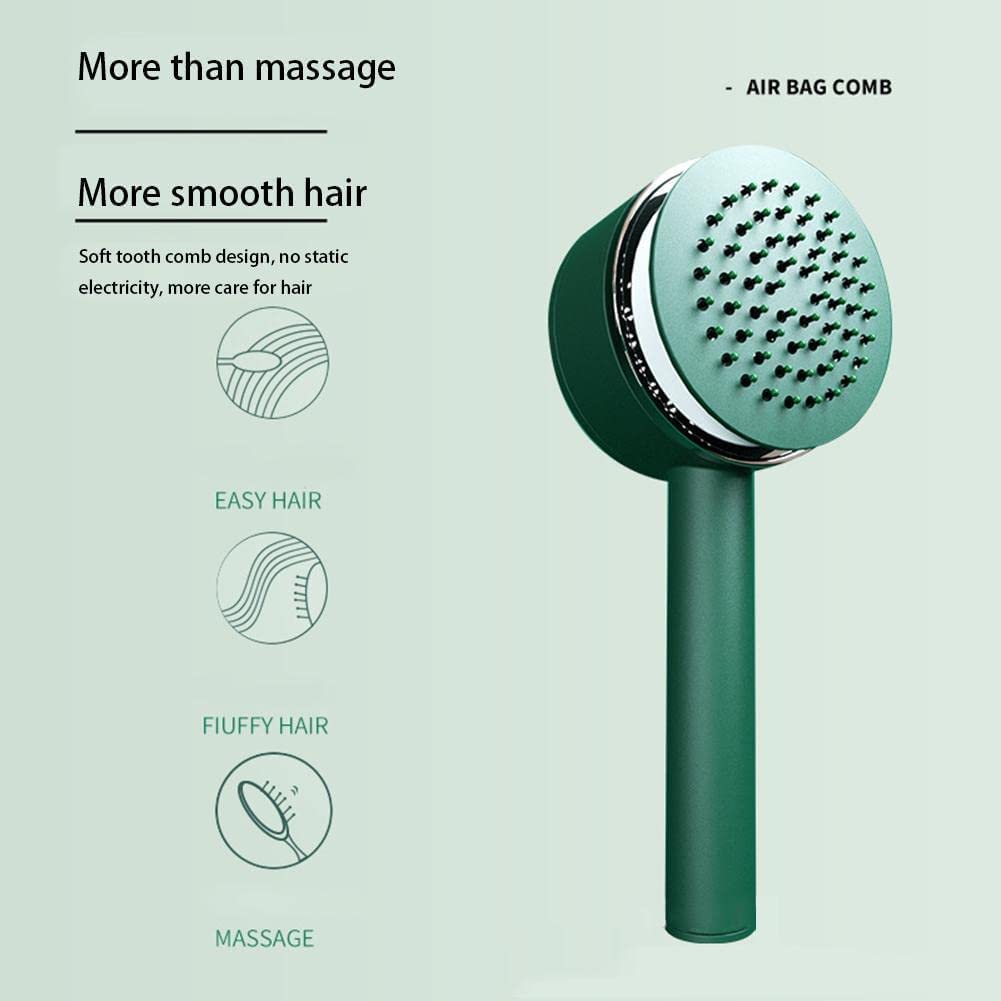 3D Hair Comb with Central Airbag - Self Cleaning Hair Brush for Women & Men - Perfect for Long, Short, Thick, Thin, Curly, Straight & Wavy Hair - Ideal for Daily Styling, Detangling & Volume Boosting - Great for Home, Travel & Salon Use