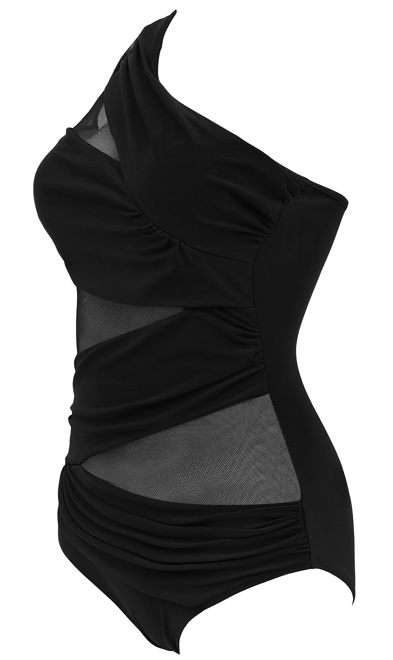 Runtlly Women's One Shoulder One Piece Swimsuits - Plus Size See Through Mesh Bathing Suit for Women | Beach, Pool & Vacation Swimwear