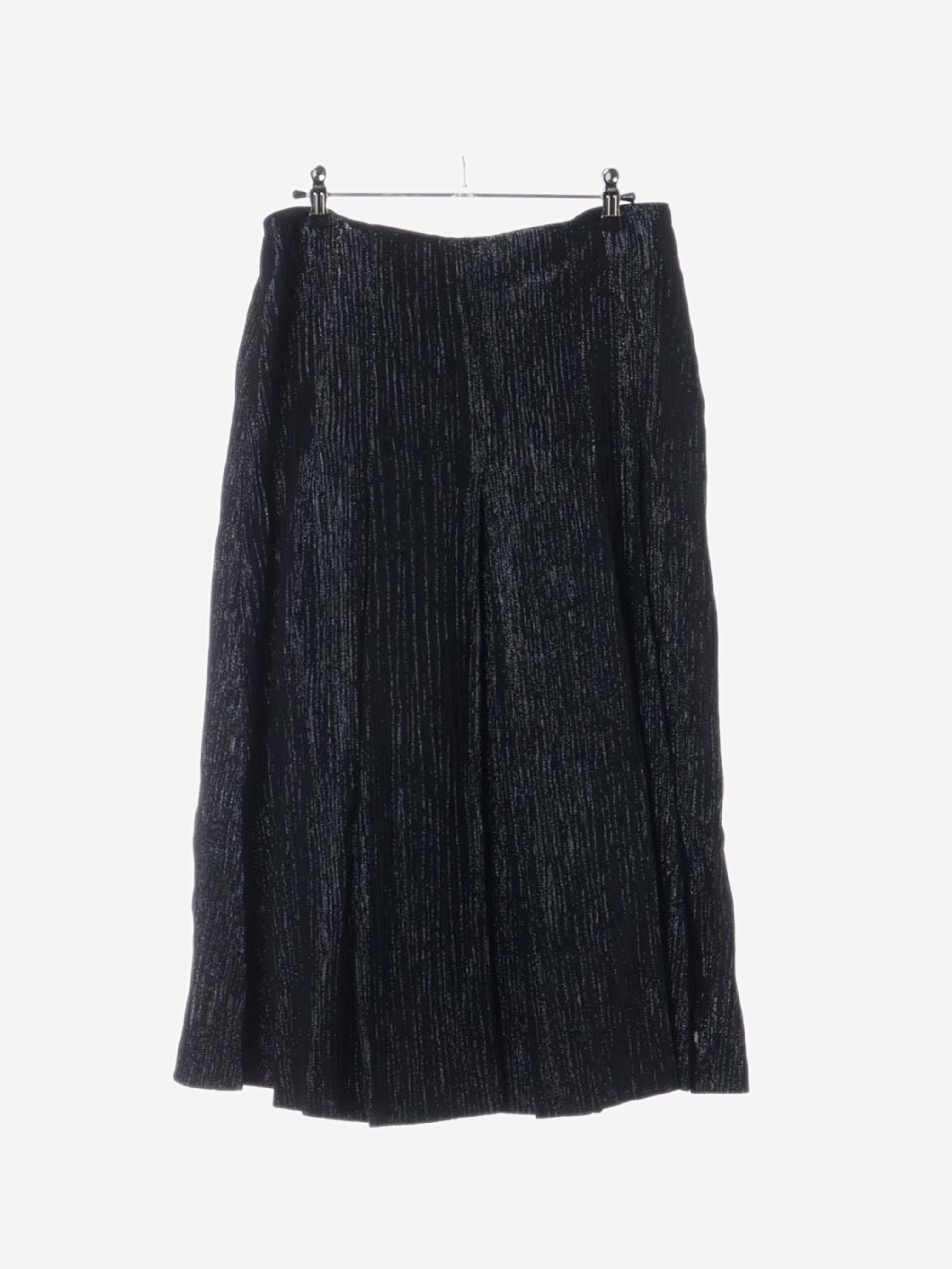 Black Lurex Pleated Midi Skirt - Size UK 10 | Elegant Party & Evening Wear for Women
