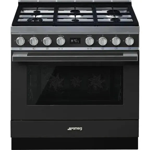 Smeg 90cm Portofino Freestanding Dual Fuel Range Cooker in Anthracite - Perfect for Modern Kitchens & Professional Cooking