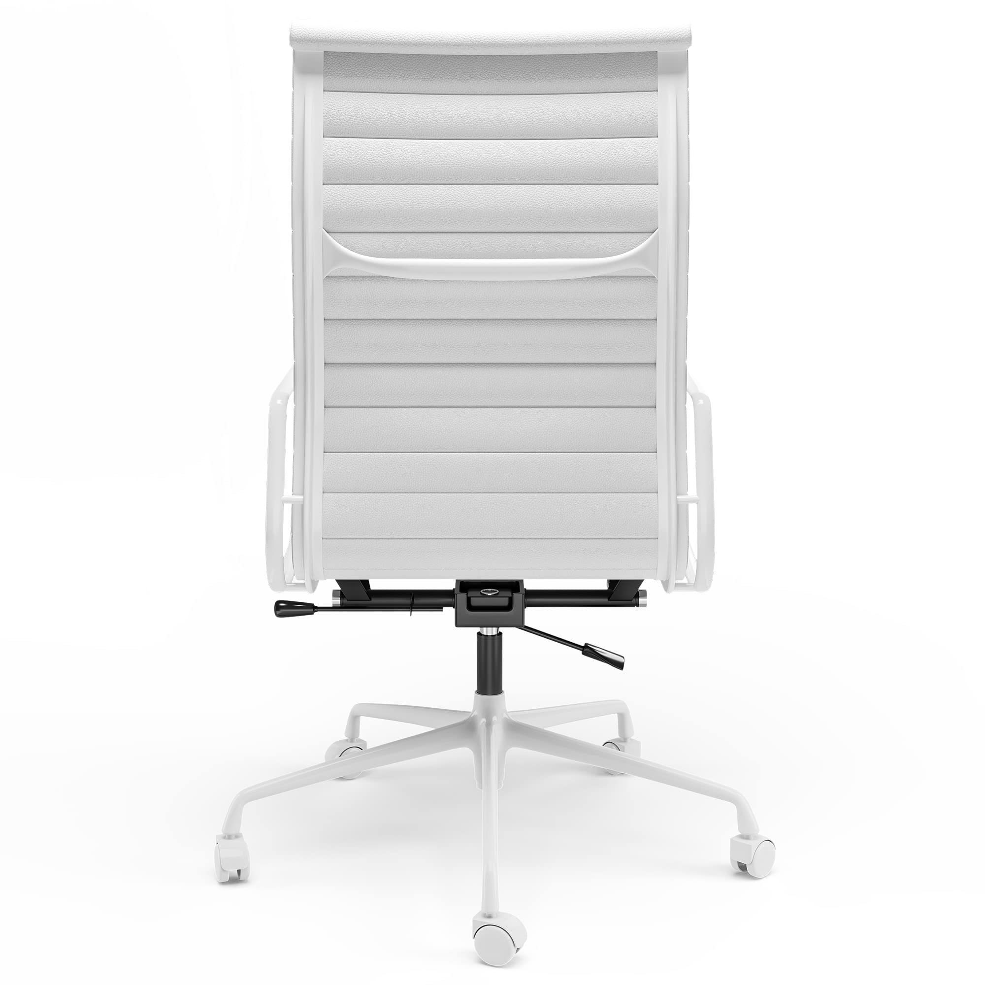 Premium High Back White Top Grain Leather Ergonomic Office Chair - Adjustable Computer Desk Chair with Aluminum Alloy Frame & Silent Nylon Wheels, 360° Swivel - Perfect for Home Office, Gaming, and Executive Workspaces