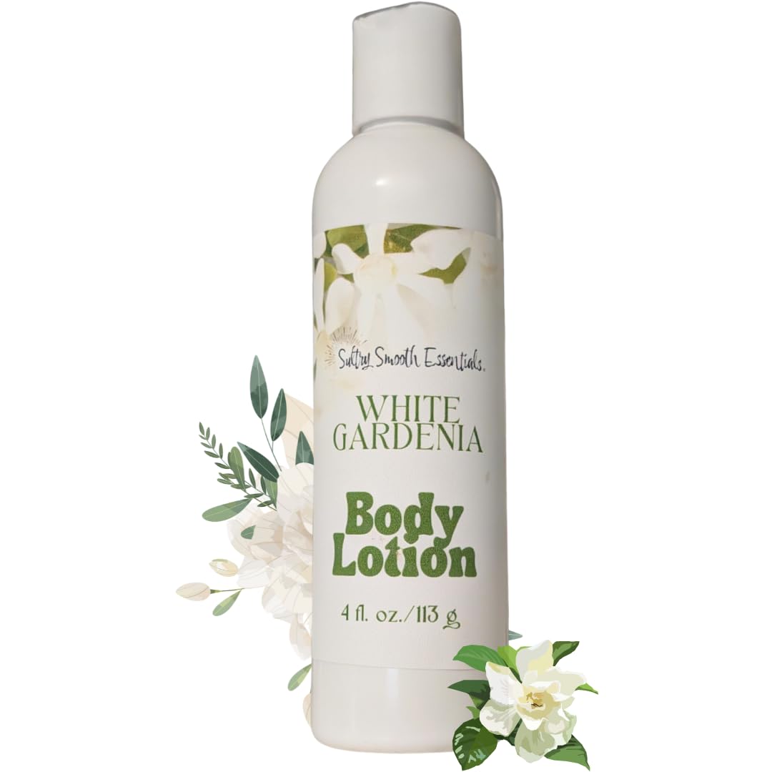 White Gardenia Handmade Body Lotion - Natural Moisturizing Cream with Classic Vintage Floral Scent (4 oz) | Perfect for Dry Skin Care, Gift Sets & Relaxing Spa Nights