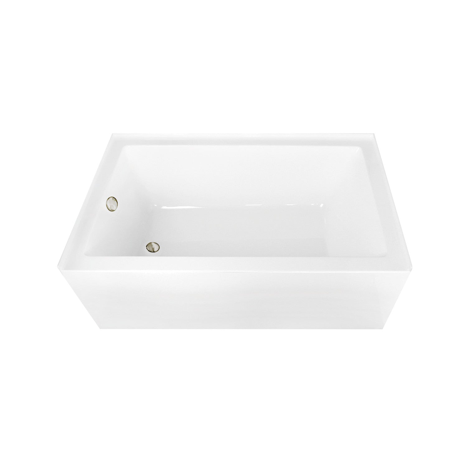 Aqua Eden 60 Inch Acrylic Rectangular 3-Wall Alcove Bathtub Combo with Waste & Overflow Drain - Glossy White/Polished Nickel (Left Hand Drain) | Freestanding Soaking Tub for Modern Bathrooms & Spa Retreats