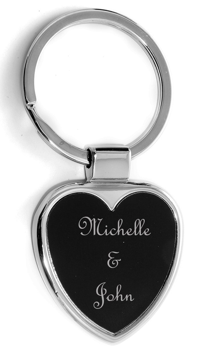 Personalized Heart Shape Keychain - Custom Laser Engraved Gift for Her/Him - Infinity Love Keychain in Black - Perfect for Anniversaries, Valentine's Day & Couples Gifts