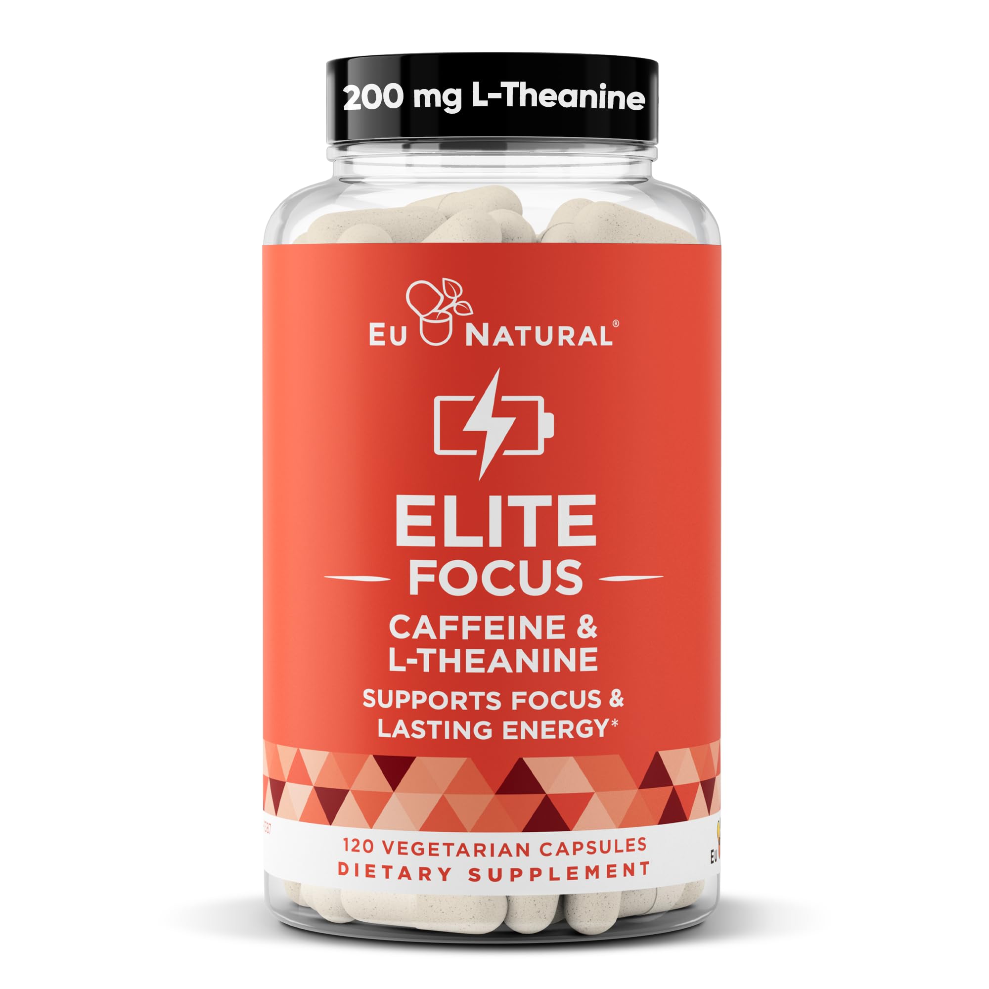 Elite Caffeine Pills with L-Theanine - 120 Soft Capsules for Jitter-Free Focus & Mental Clarity | Natural Nootropic Supplement for Cognitive Performance | Ideal for Studying, Workouts & Long Work Hours