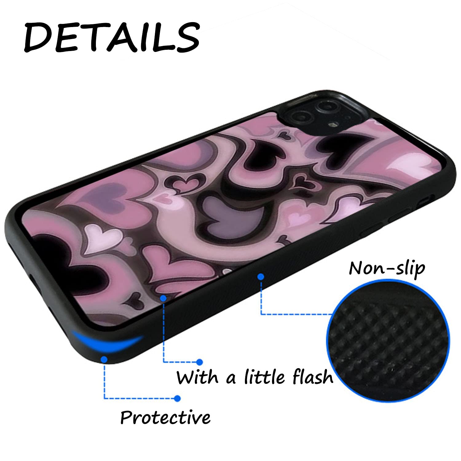 Aesthetic Cute Purple Pink Heart Phone Case - Protective Cover Compatible with iPhone 7 & 8 - Perfect for Everyday Use, Gift Giving & Fashion Accessories