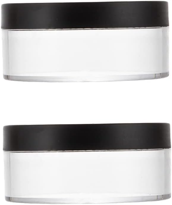 2 Pack Black 50g Empty Plastic Loose Powder Containers - Refillable Cosmetic Powder Jars for Makeup, Travel-Friendly Face Powder Storage Case | Perfect for Travel, Home & Professional Makeup Kits
